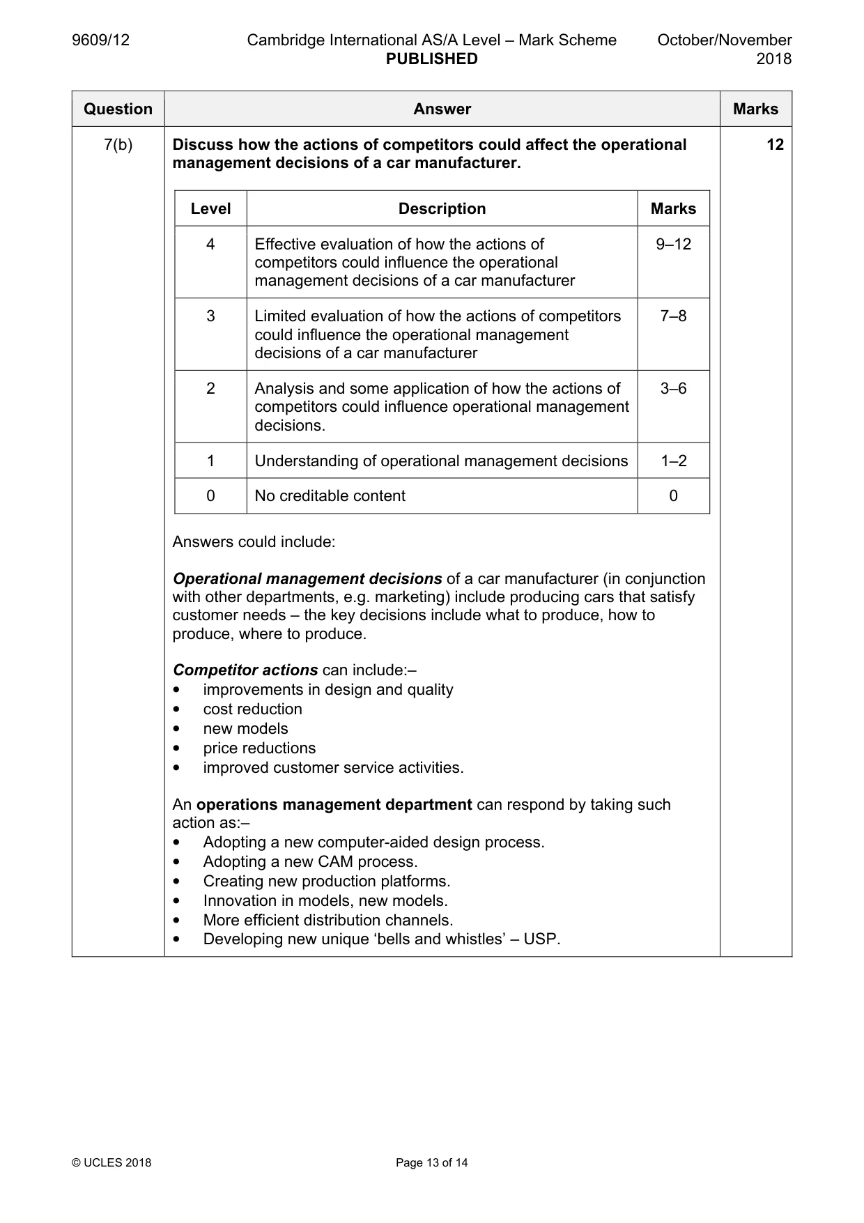 Mark scheme, page 13 of 14