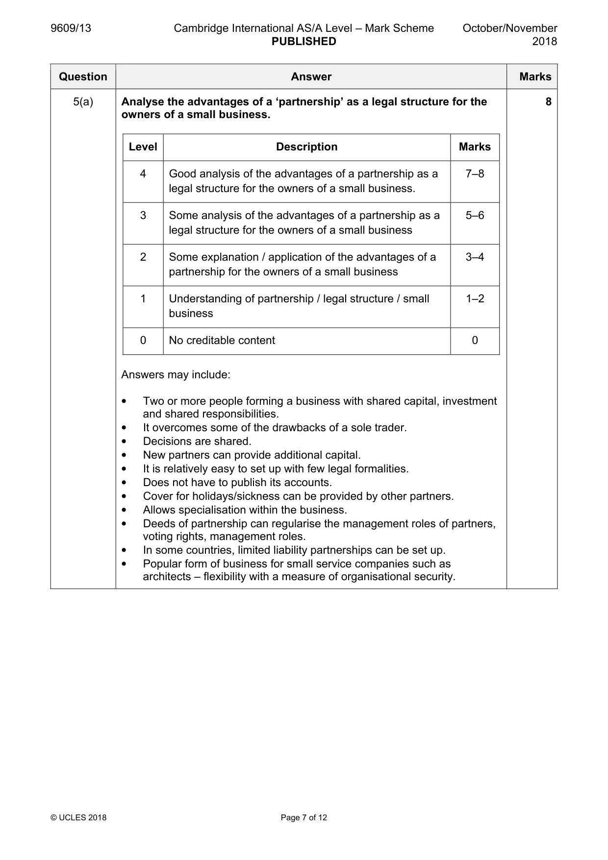 Mark scheme, page 7 of 12