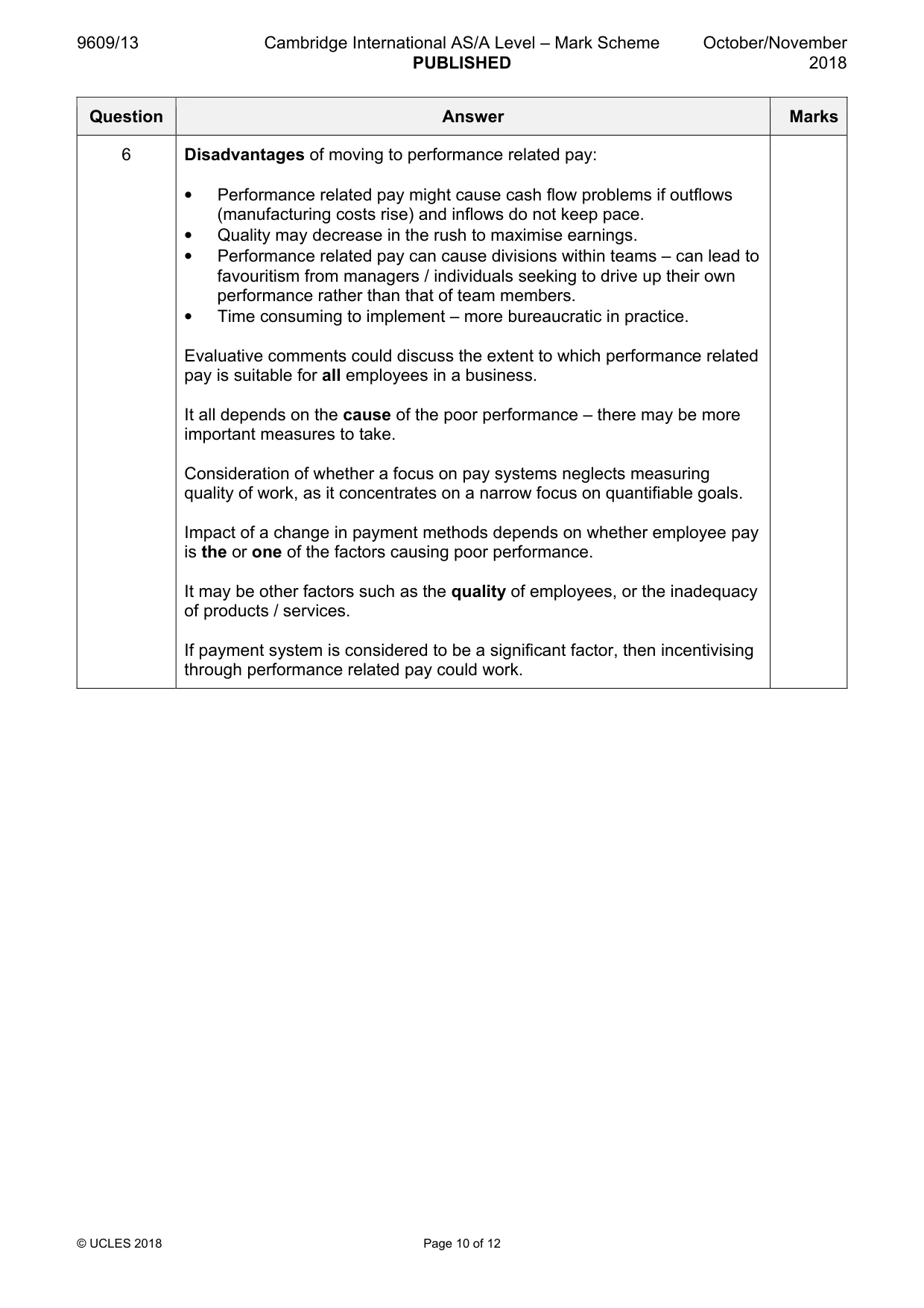 Mark scheme, page 10 of 12