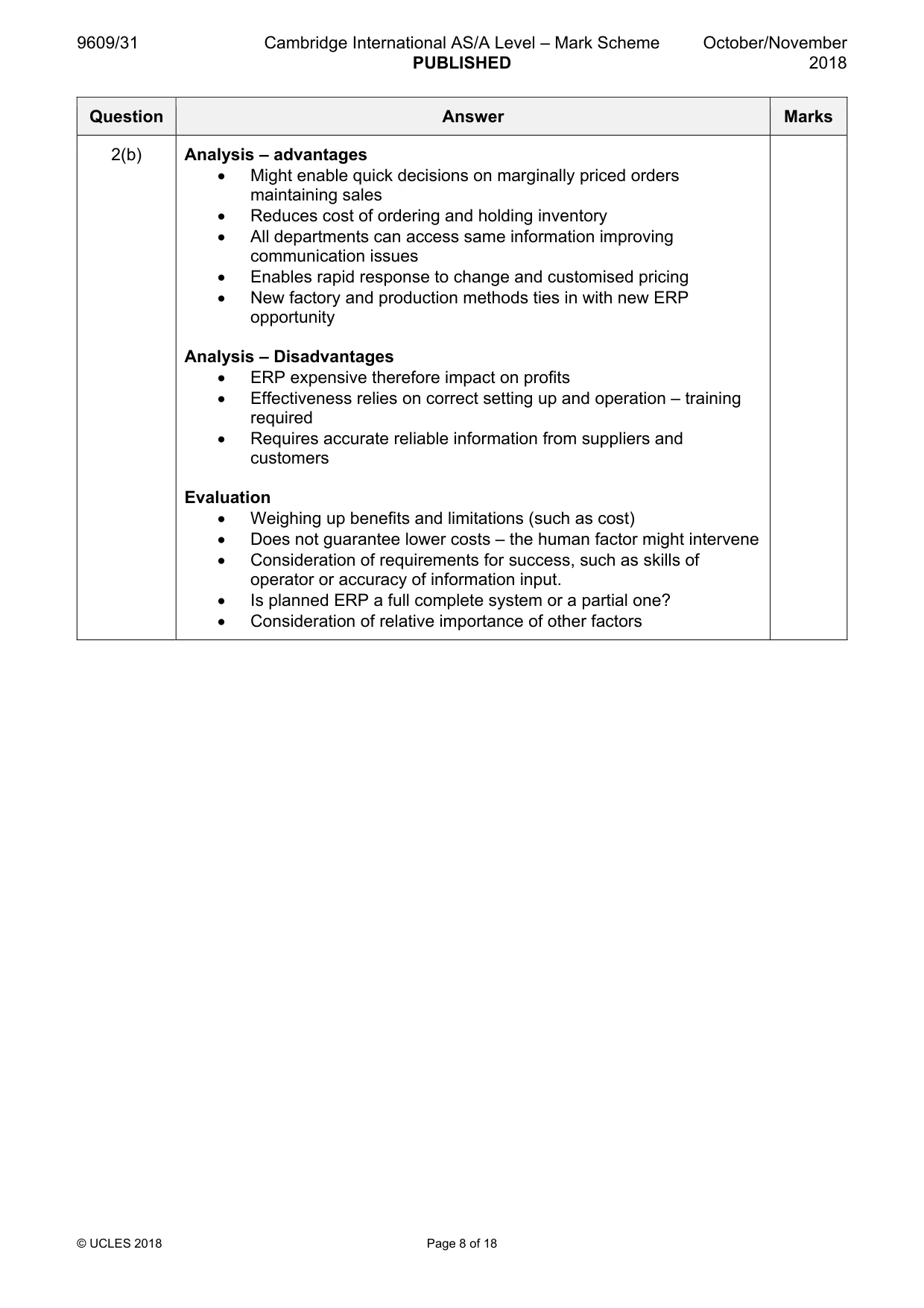 Mark scheme, page 8 of 18