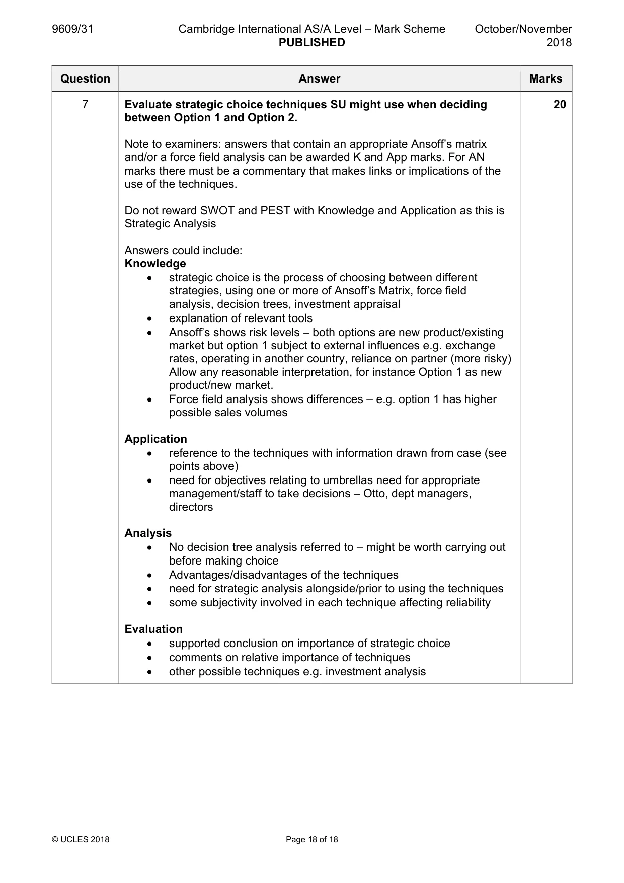 Mark scheme, page 18 of 18