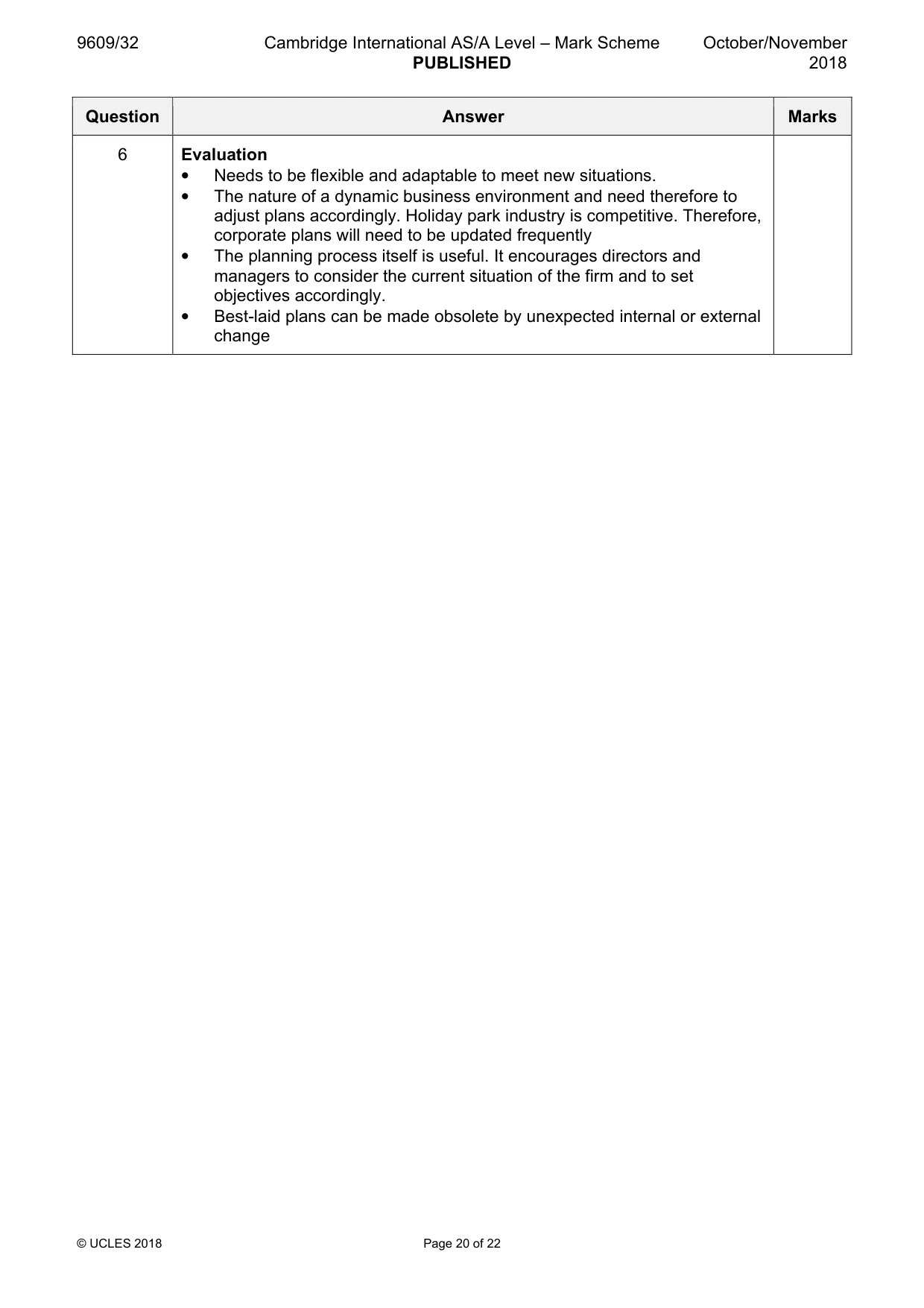 Mark scheme, page 20 of 22
