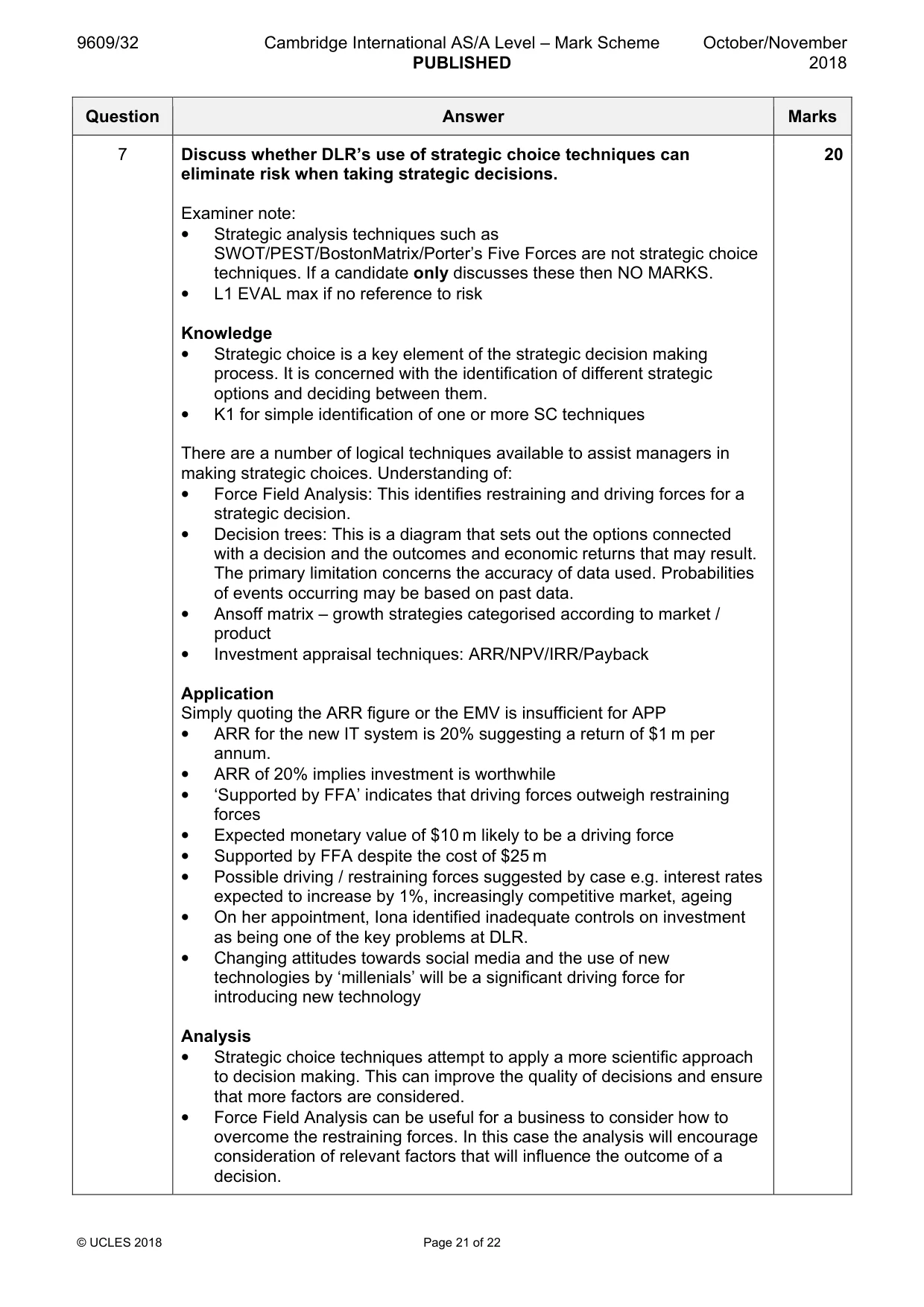 Mark scheme, page 21 of 22