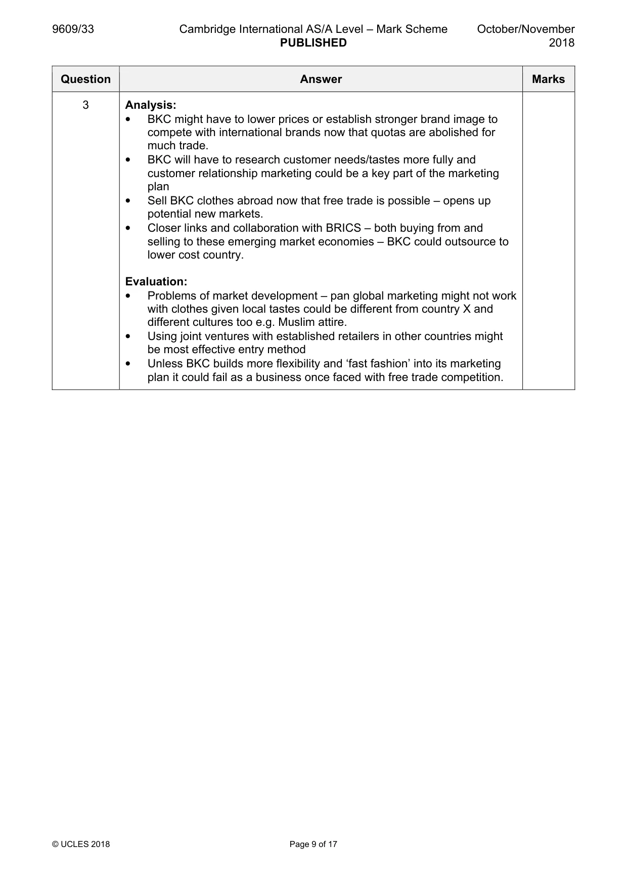 Mark scheme, page 9 of 17