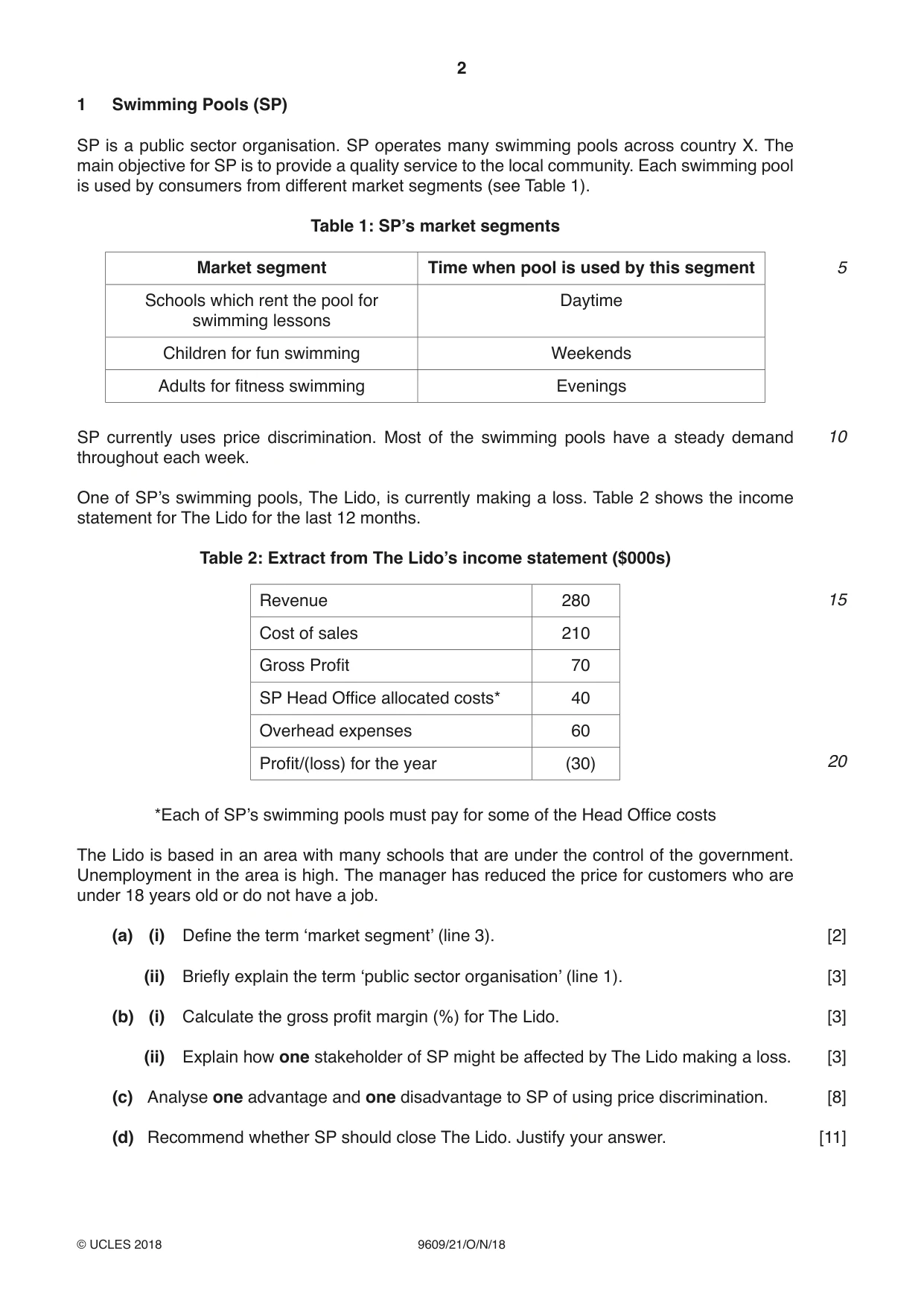 Cambridge A Level Business (for first examination in 2016) 9609 2018 Oct/Nov Paper 2 · Variant 1 question paper, page 2 of 4