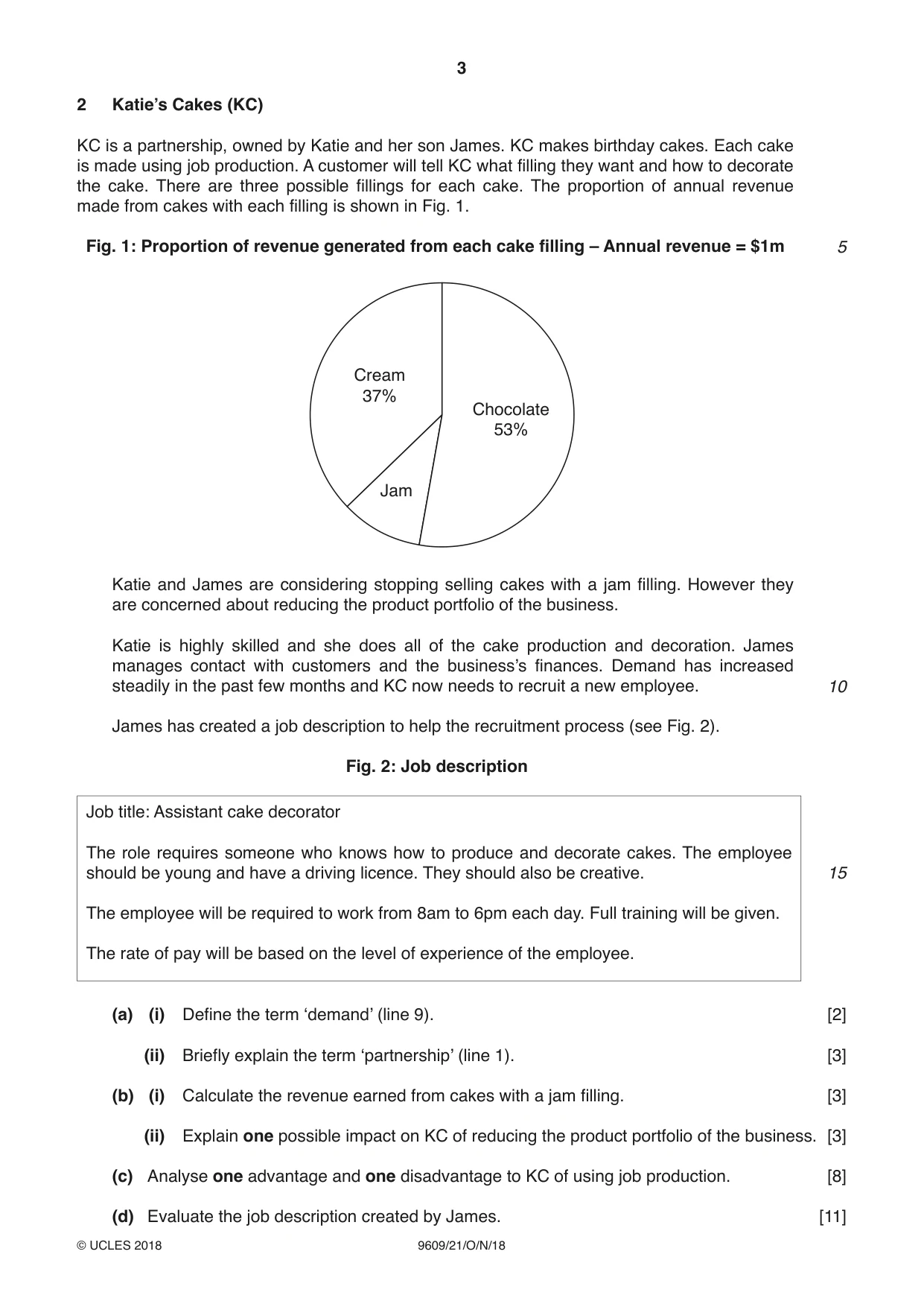 Cambridge A Level Business (for first examination in 2016) 9609 2018 Oct/Nov Paper 2 · Variant 1 question paper, page 3 of 4