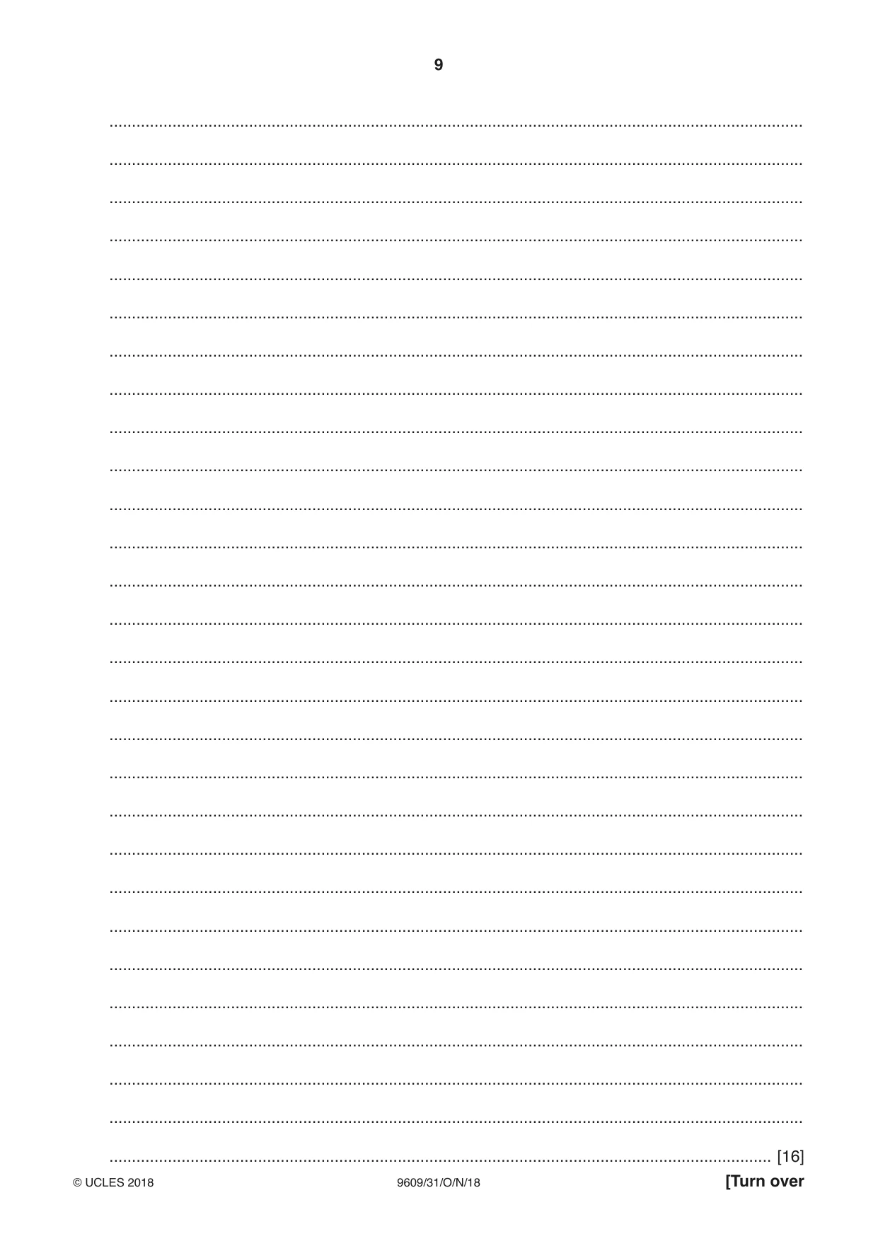Cambridge A Level Business (for first examination in 2016) 9609 2018 Oct/Nov Paper 3 · Variant 1 question paper, page 9 of 20