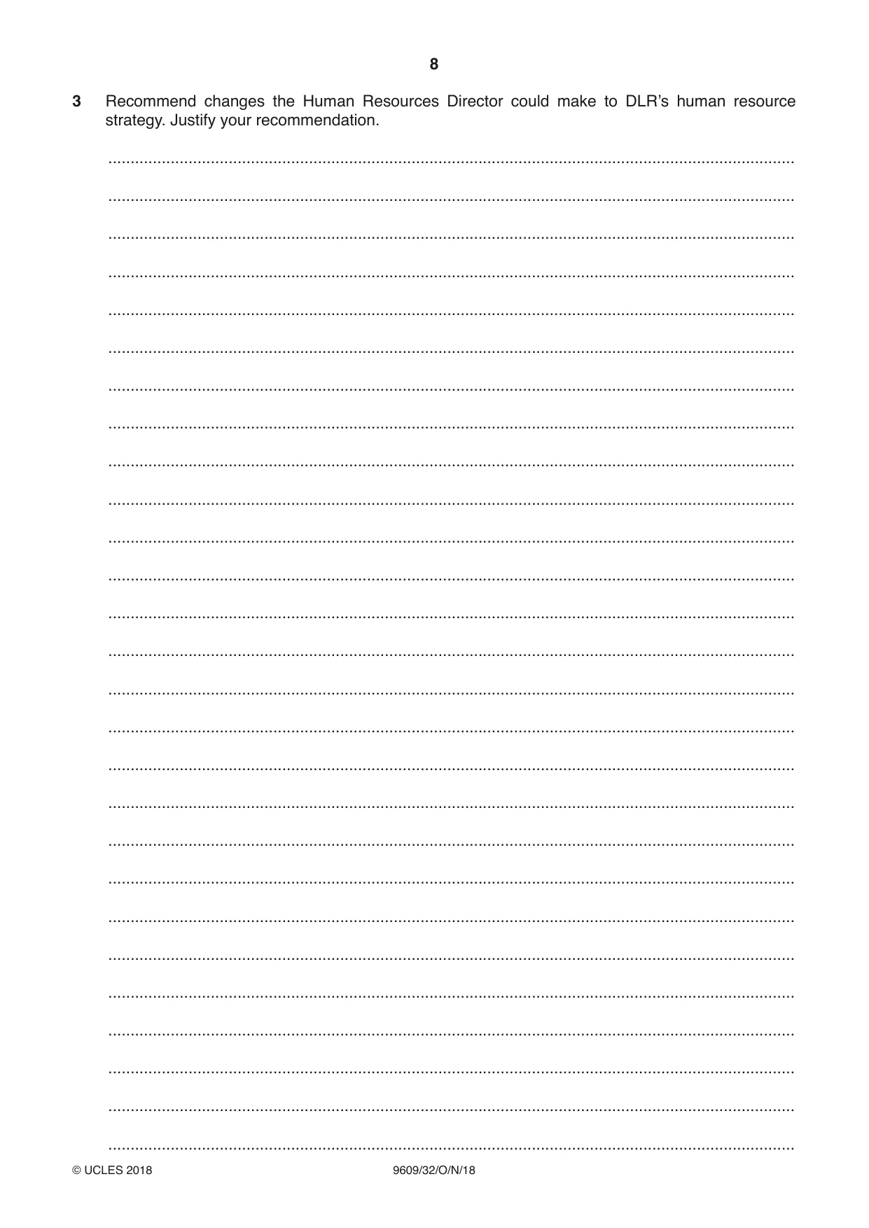 Cambridge A Level Business (for first examination in 2016) 9609 2018 Oct/Nov Paper 3 · Variant 2 question paper, page 8 of 20