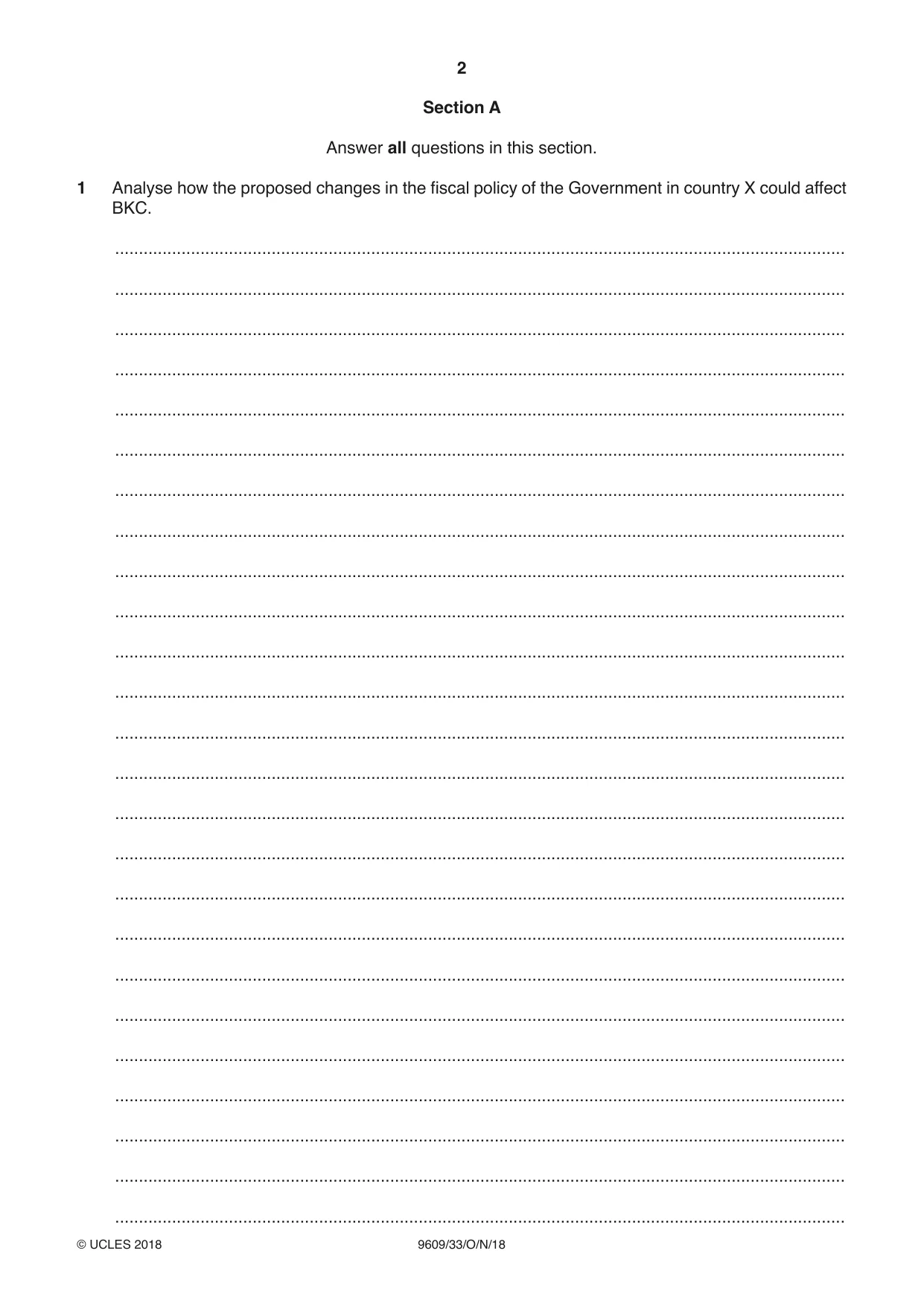 Cambridge A Level Business (for first examination in 2016) 9609 2018 Oct/Nov Paper 3 · Variant 3 question paper, page 2 of 20