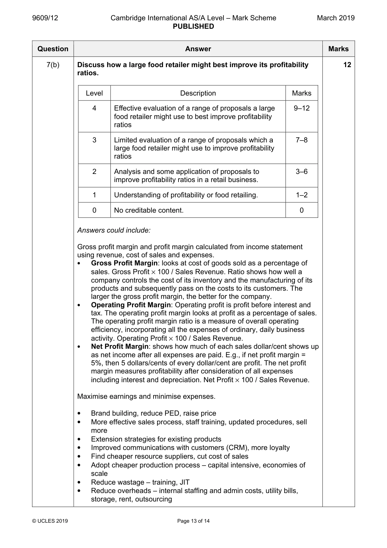 Mark scheme, page 13 of 14