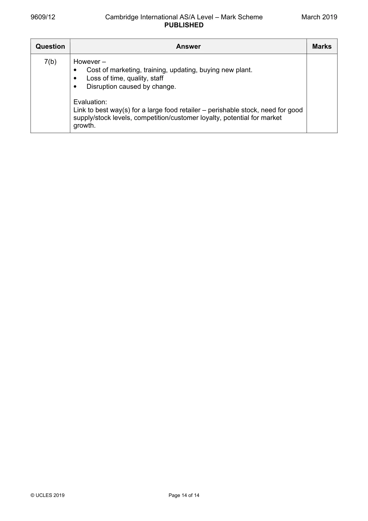 Mark scheme, page 14 of 14