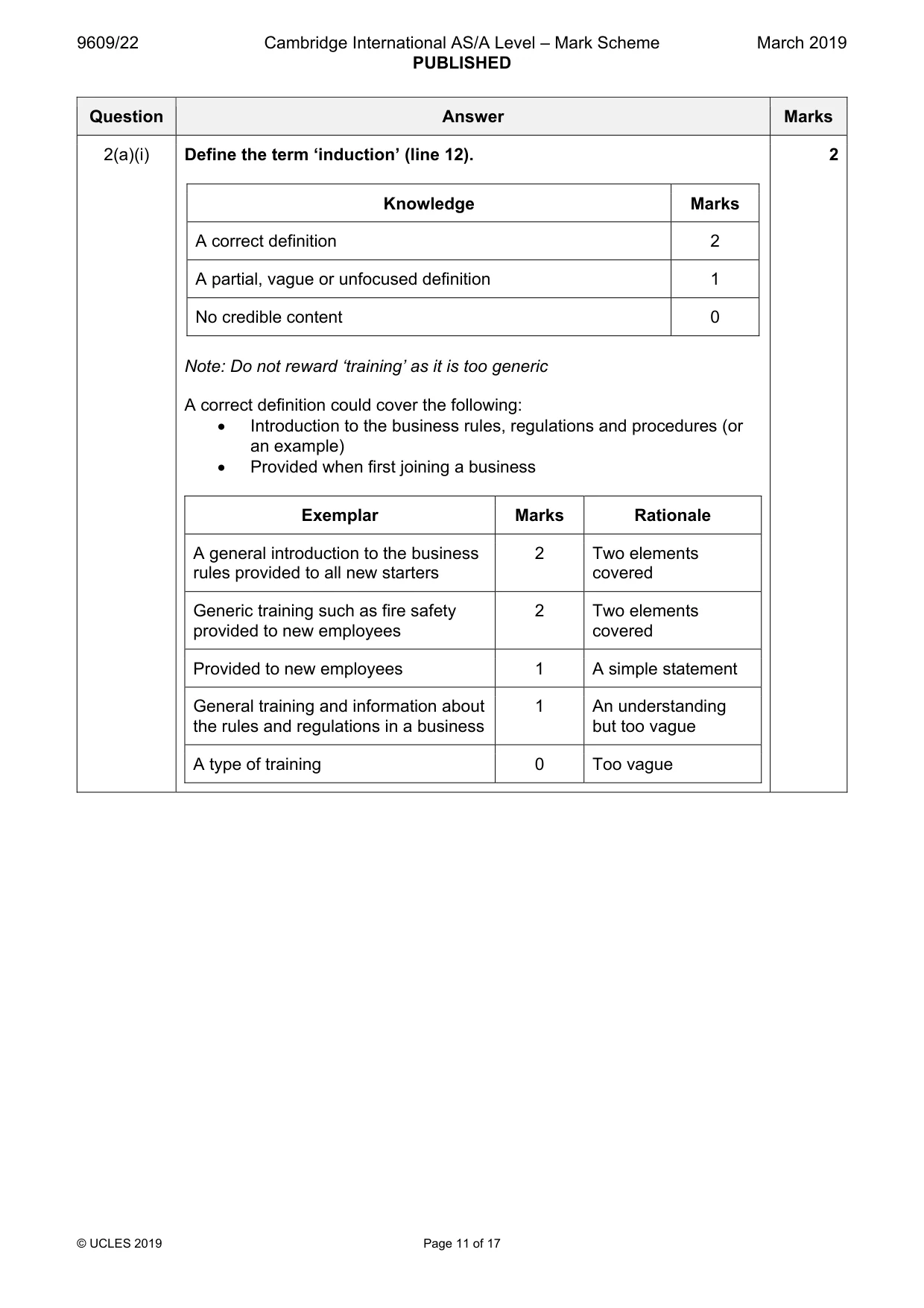 Mark scheme, page 11 of 17