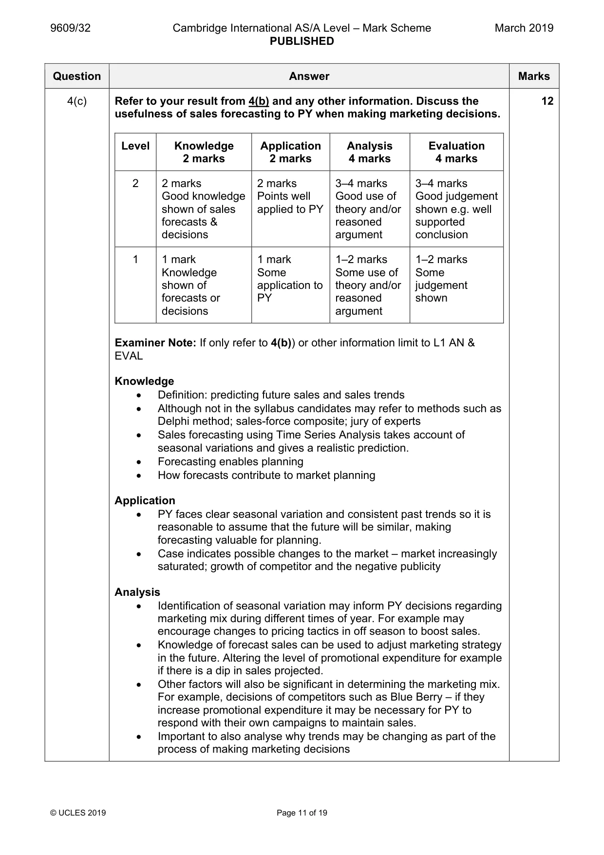 Mark scheme, page 11 of 19