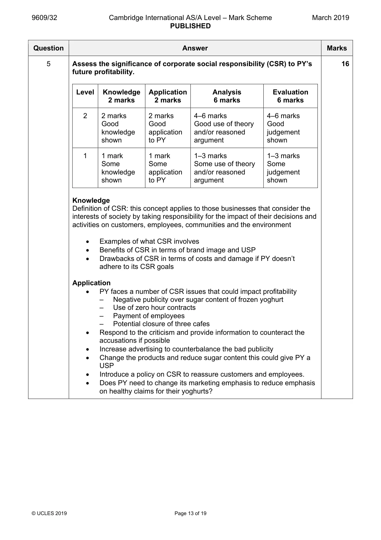 Mark scheme, page 13 of 19