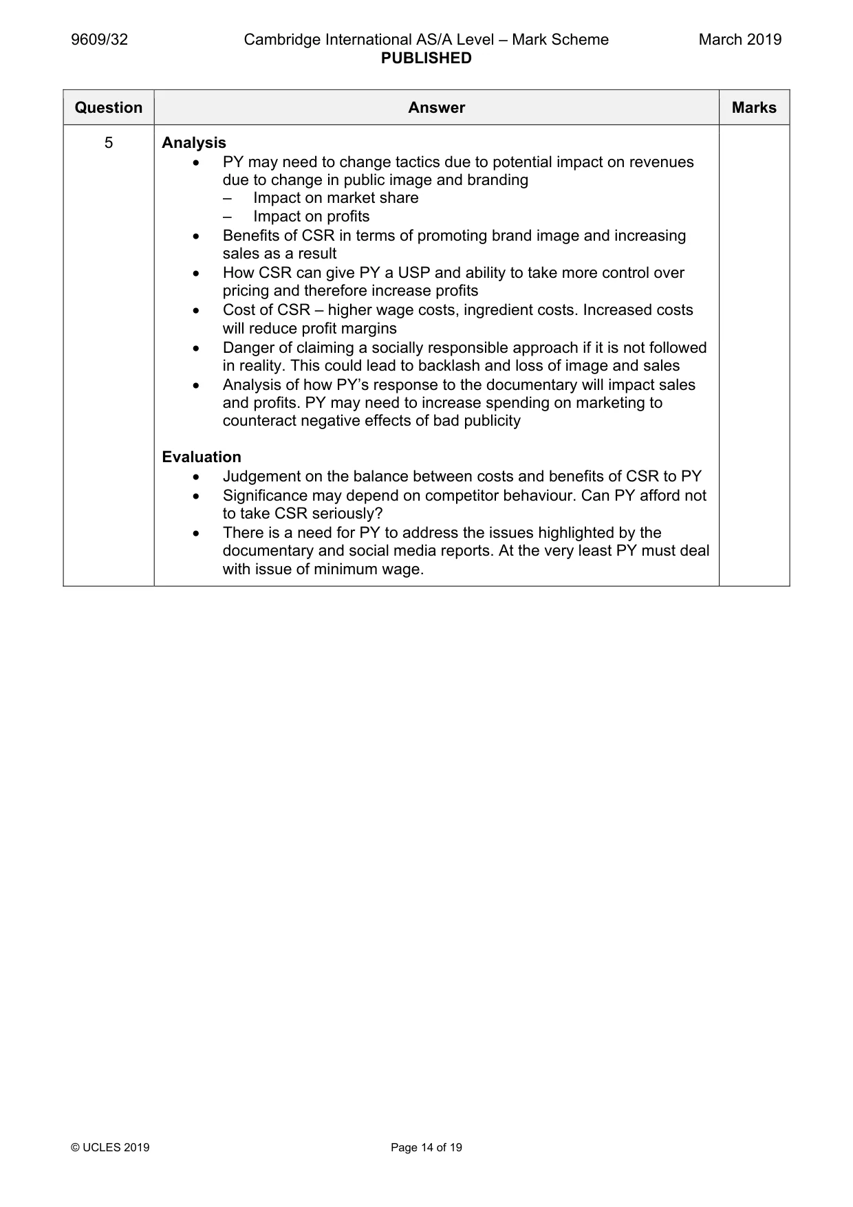 Mark scheme, page 14 of 19