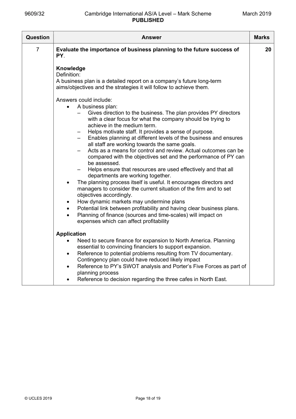 Mark scheme, page 18 of 19