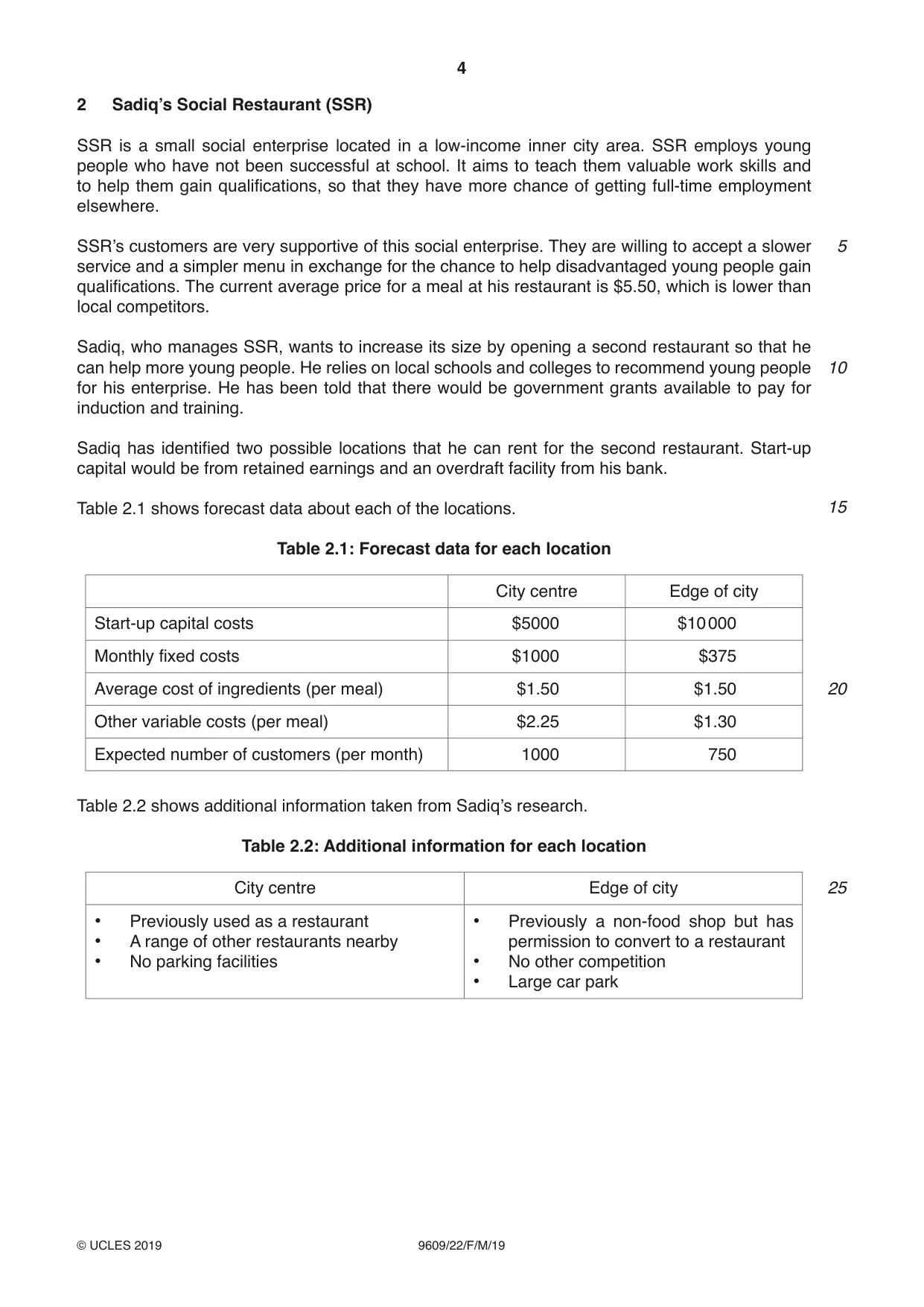 Cambridge A Level Business (for first examination in 2016) 9609 2019 Feb/March Paper 2 · Variant 2 question paper, page 4 of 8