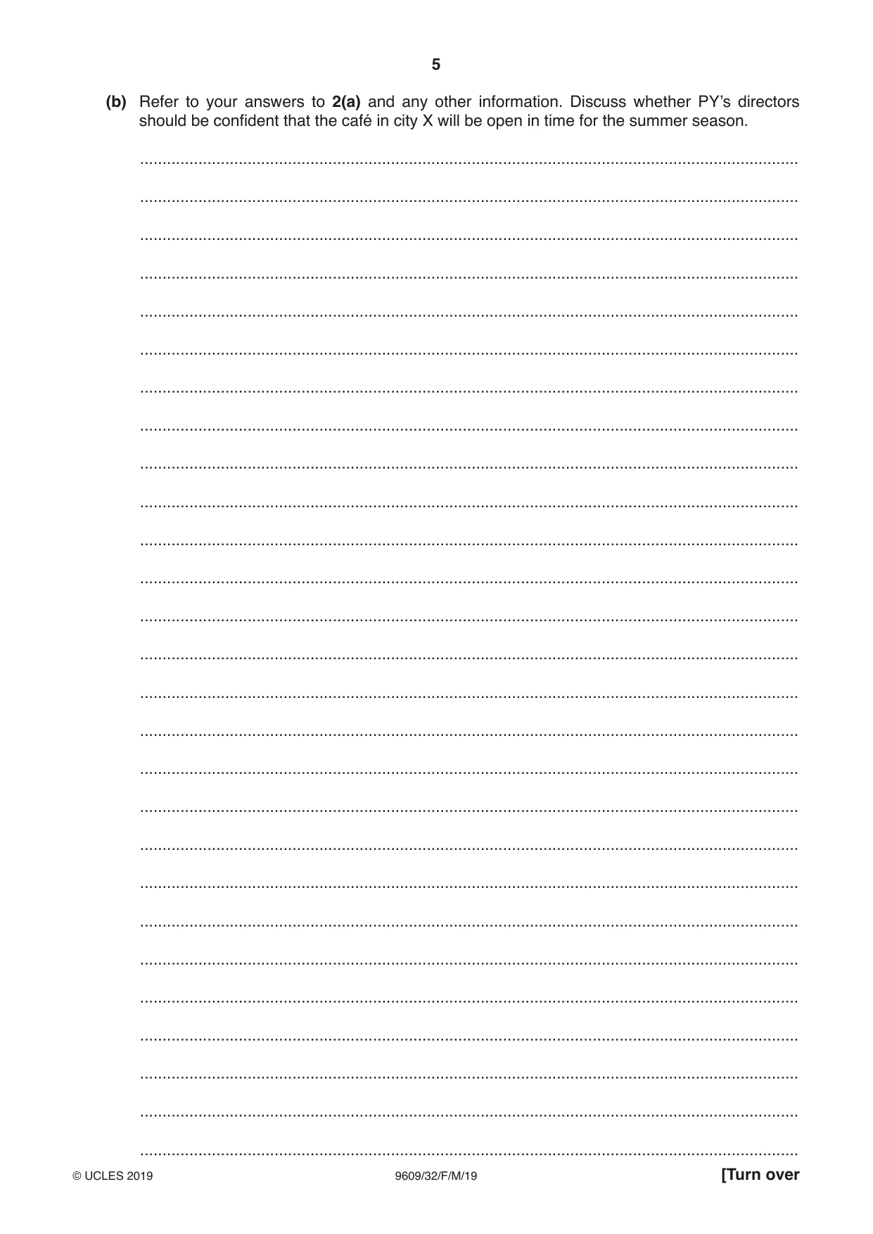 Cambridge A Level Business (for first examination in 2016) 9609 2019 Feb/March Paper 3 · Variant 2 question paper, page 5 of 20