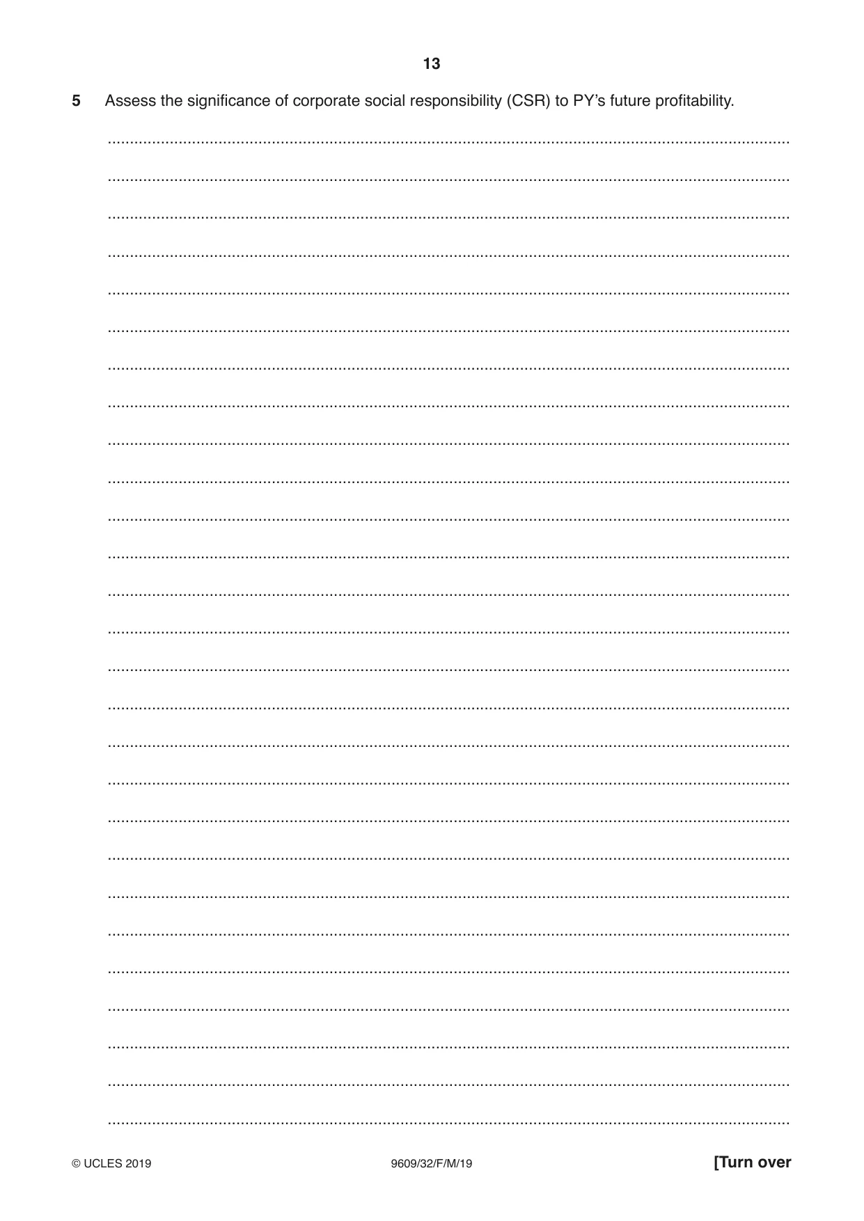 Cambridge A Level Business (for first examination in 2016) 9609 2019 Feb/March Paper 3 · Variant 2 question paper, page 13 of 20