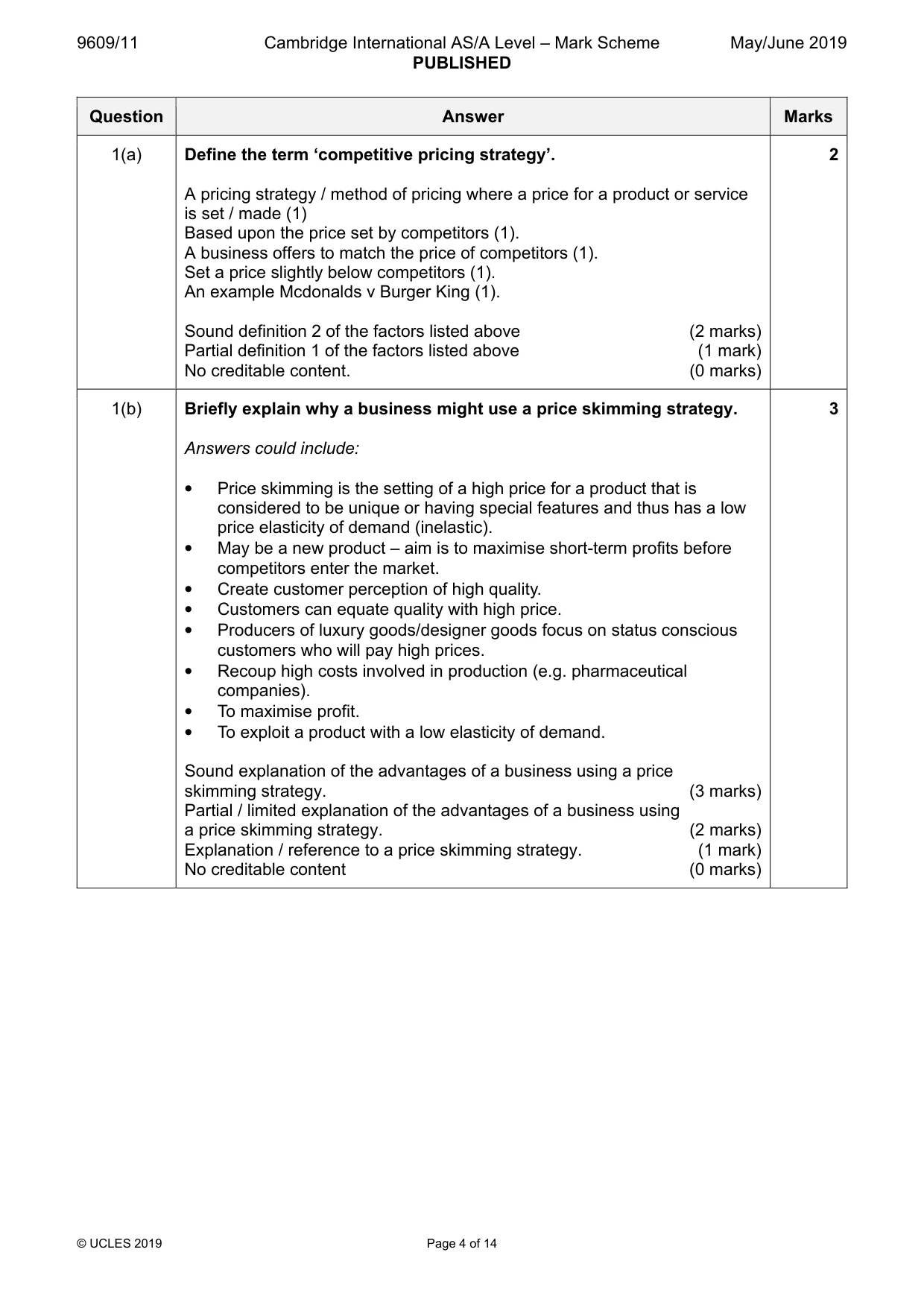Mark scheme, page 4 of 14