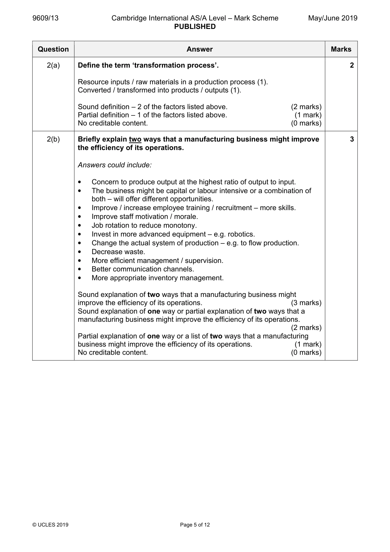 Mark scheme, page 5 of 12