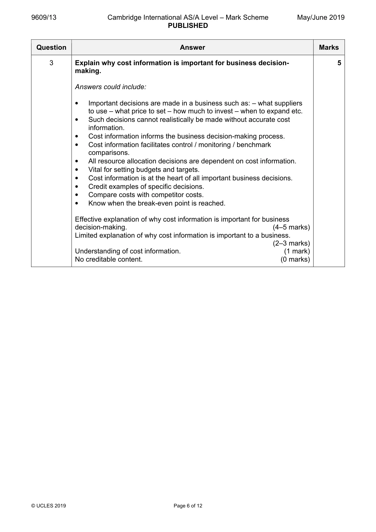Mark scheme, page 6 of 12