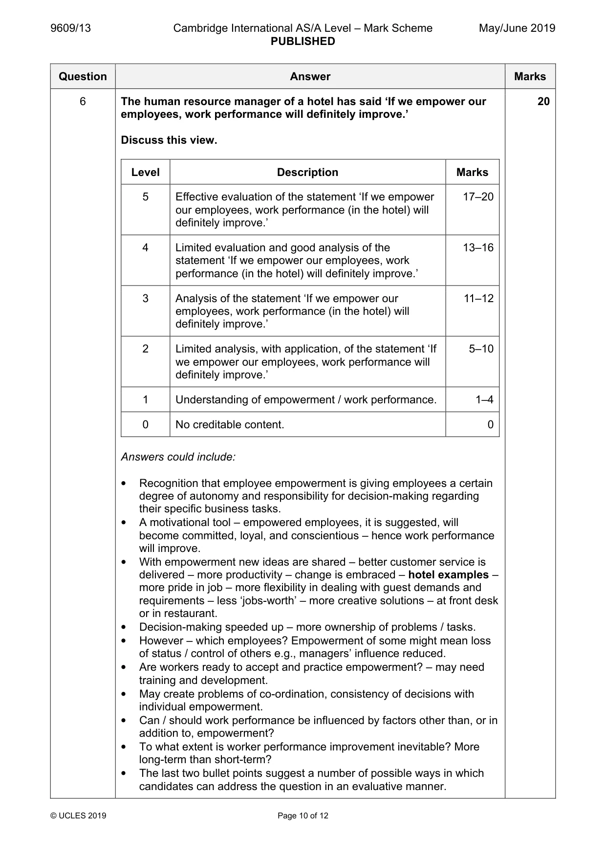 Mark scheme, page 10 of 12