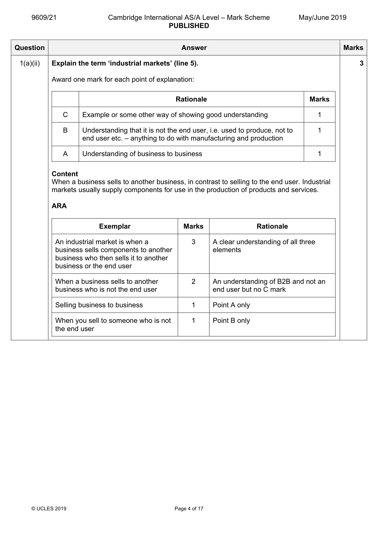 Mark scheme, page 4 of 17