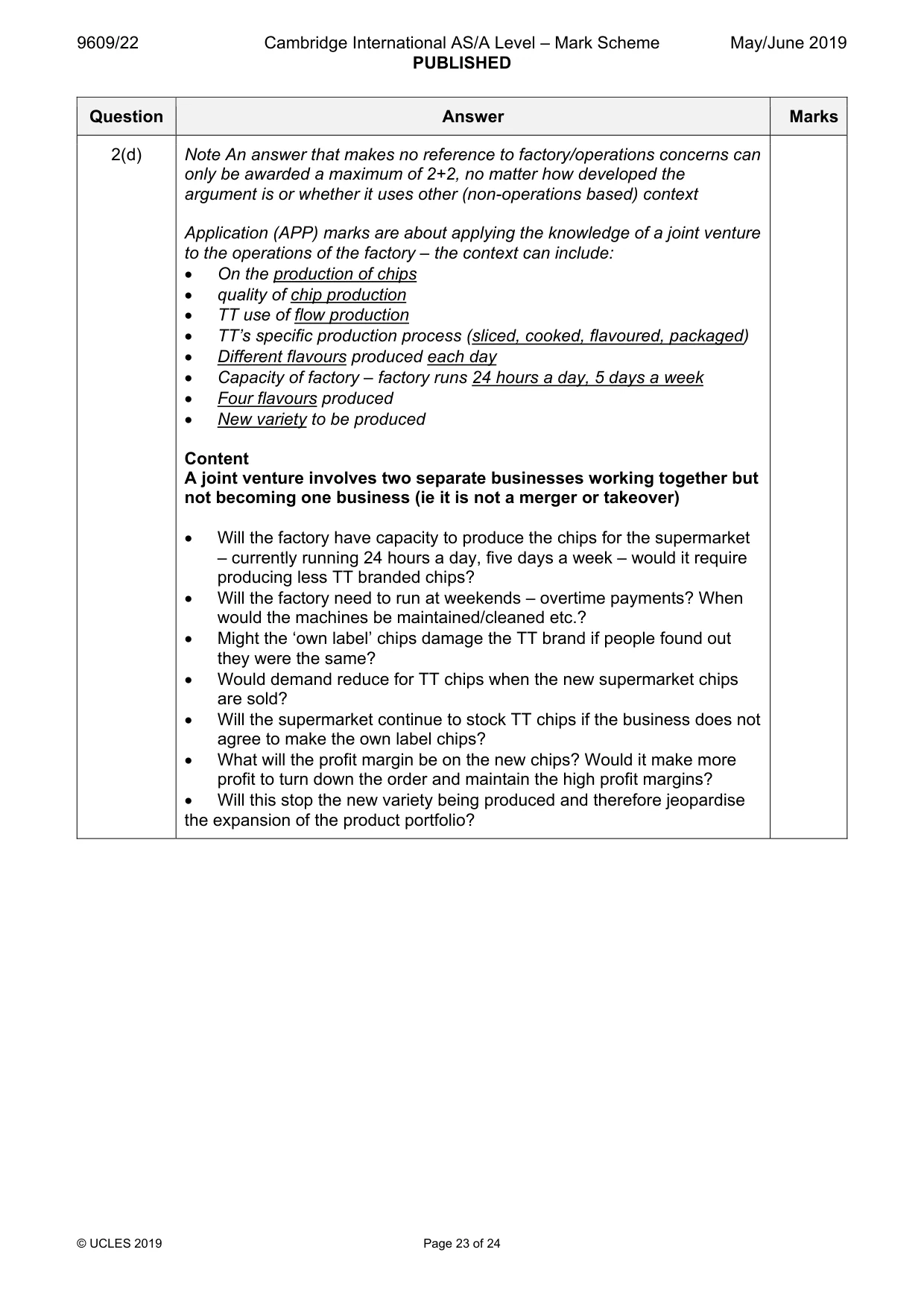 Mark scheme, page 23 of 24