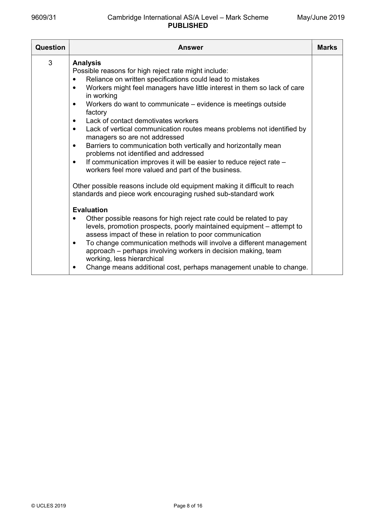 Mark scheme, page 8 of 16
