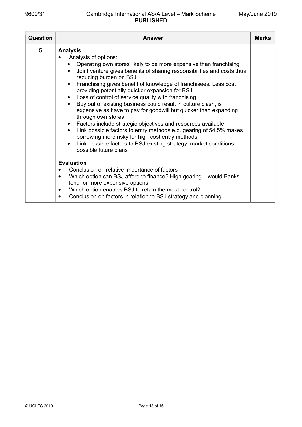 Mark scheme, page 13 of 16