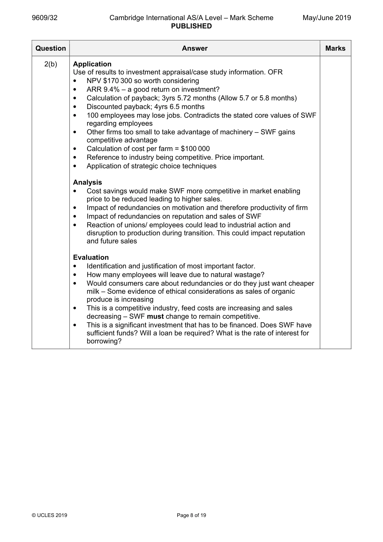 Mark scheme, page 8 of 19