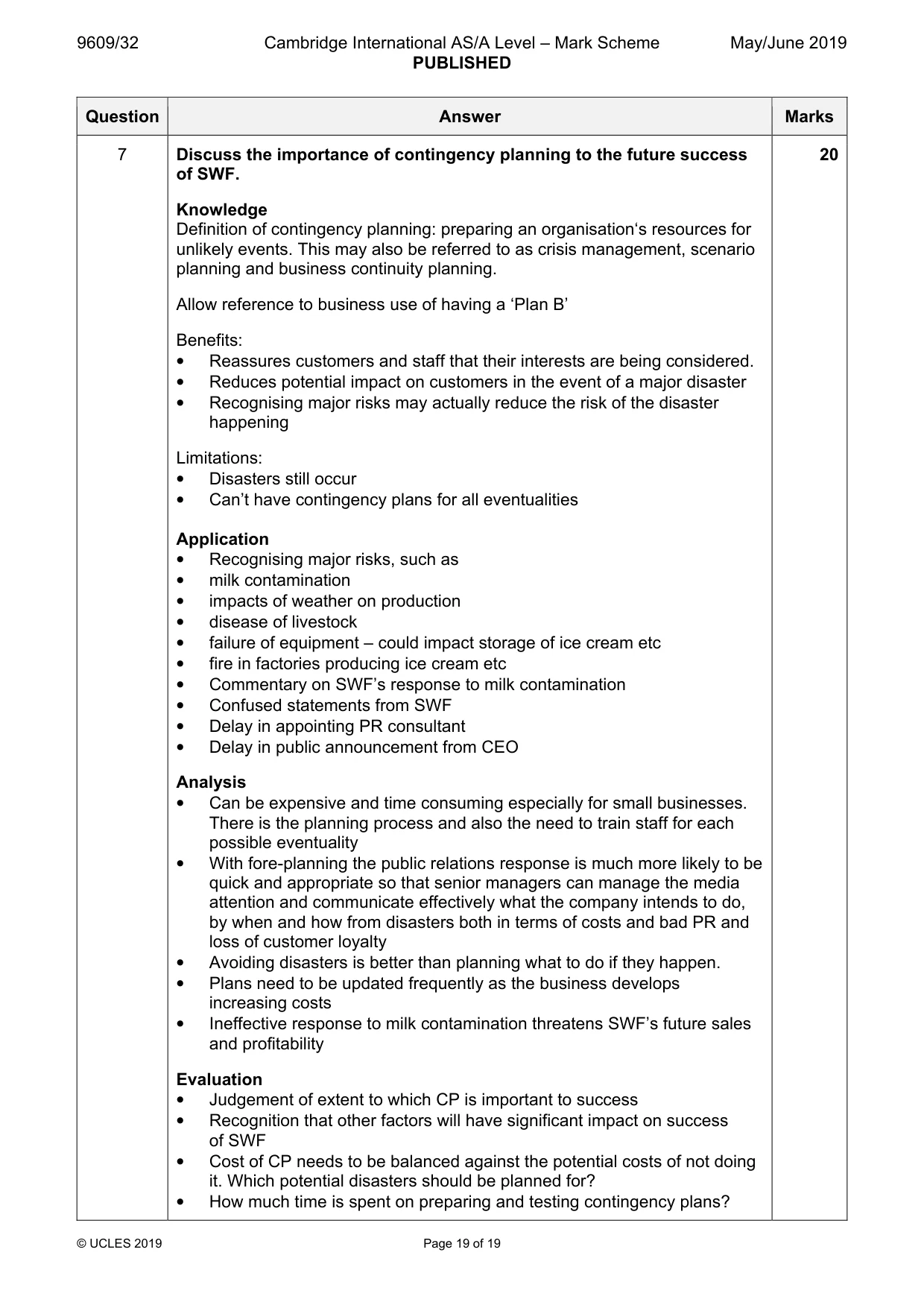 Mark scheme, page 19 of 19