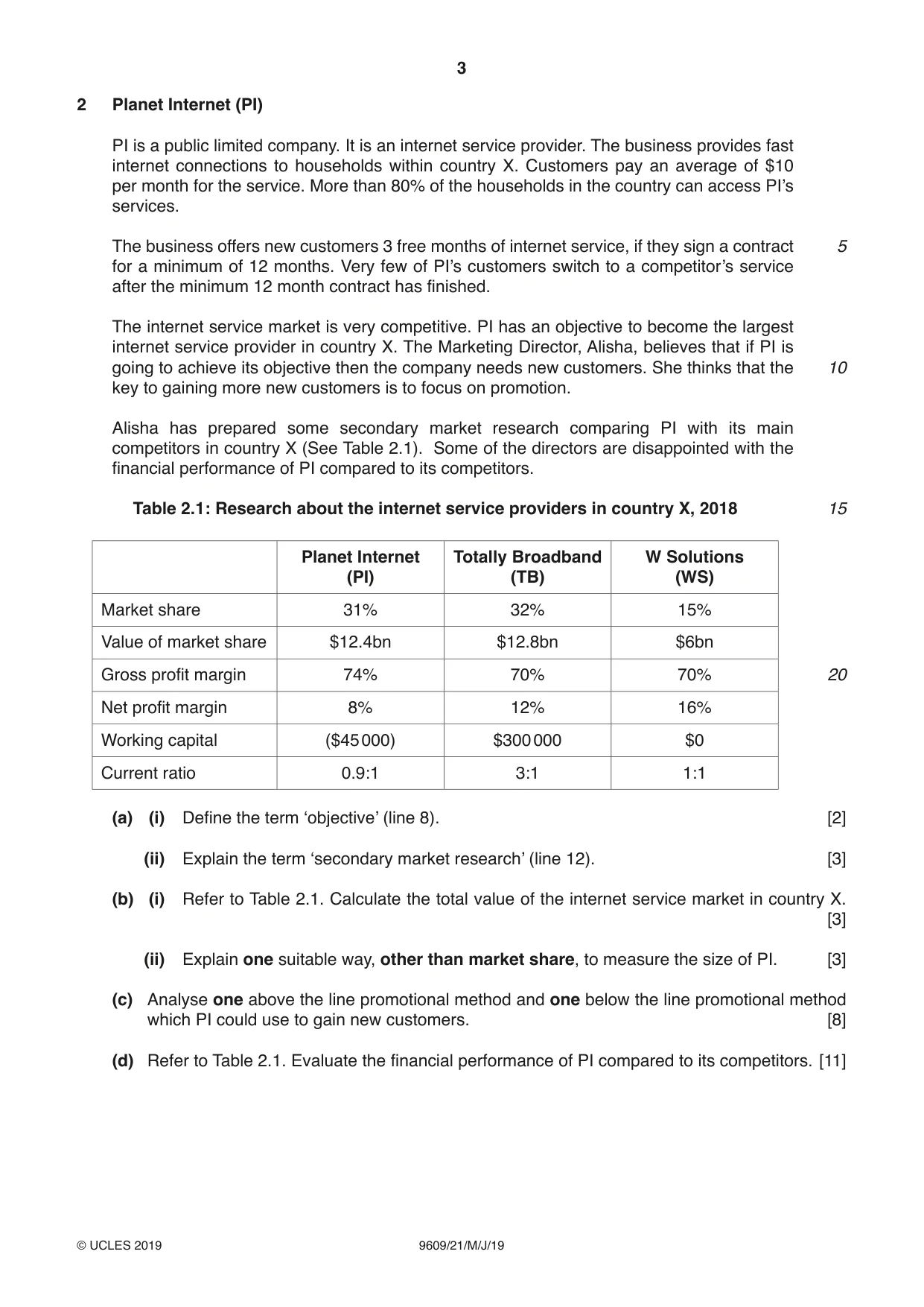 Cambridge A Level Business (for first examination in 2016) 9609 2019 May/June Paper 2 · Variant 1 question paper, page 3 of 4