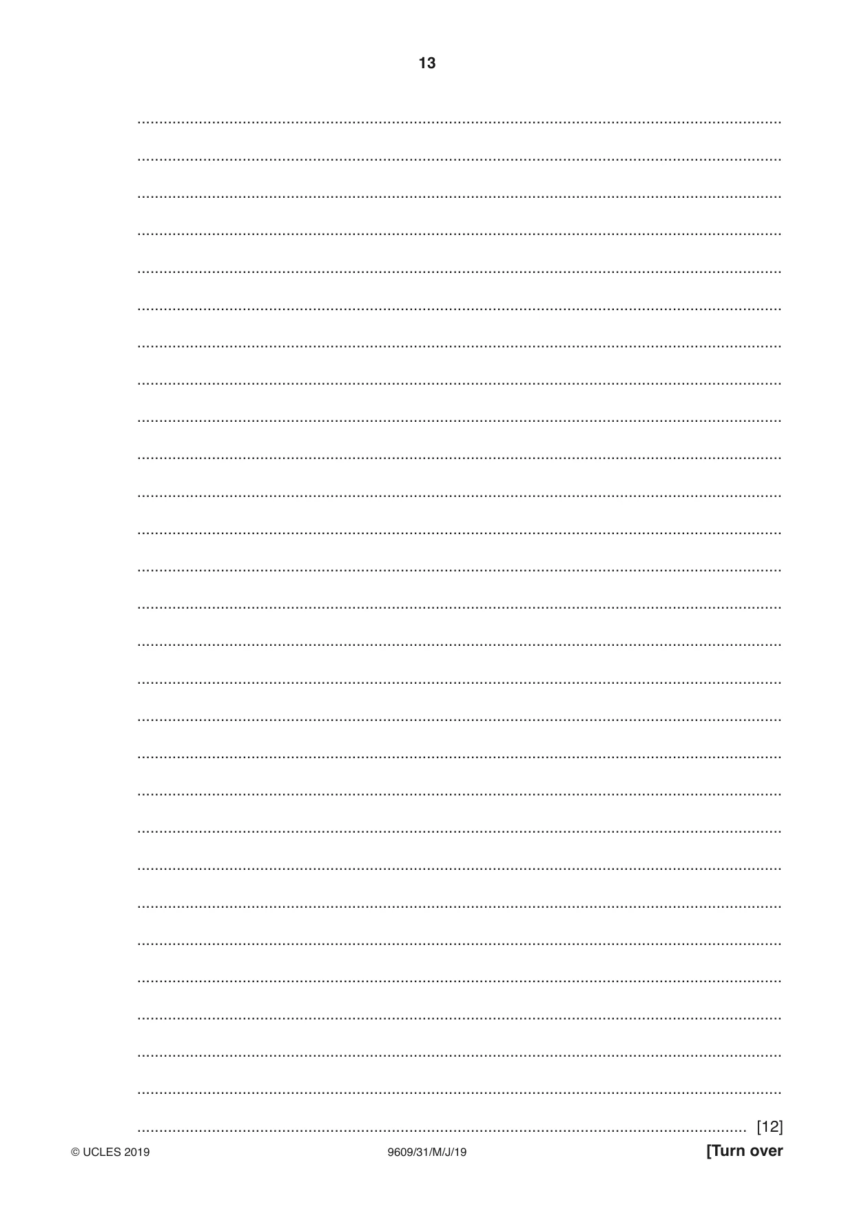 Cambridge A Level Business (for first examination in 2016) 9609 2019 May/June Paper 3 · Variant 1 question paper, page 13 of 20