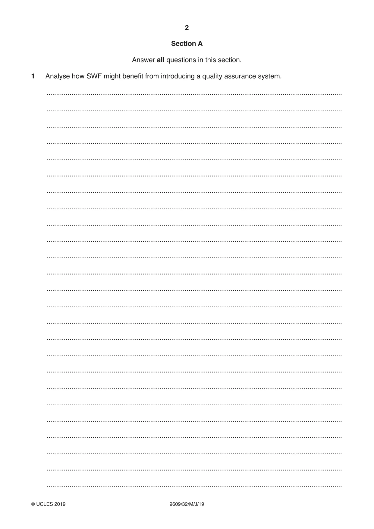 Cambridge A Level Business (for first examination in 2016) 9609 2019 May/June Paper 3 · Variant 2 question paper, page 2 of 20