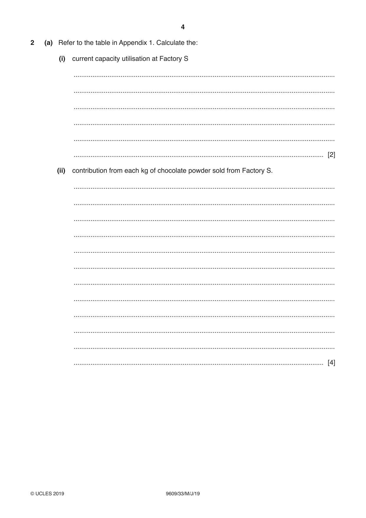 Cambridge A Level Business (for first examination in 2016) 9609 2019 May/June Paper 3 · Variant 3 question paper, page 4 of 20