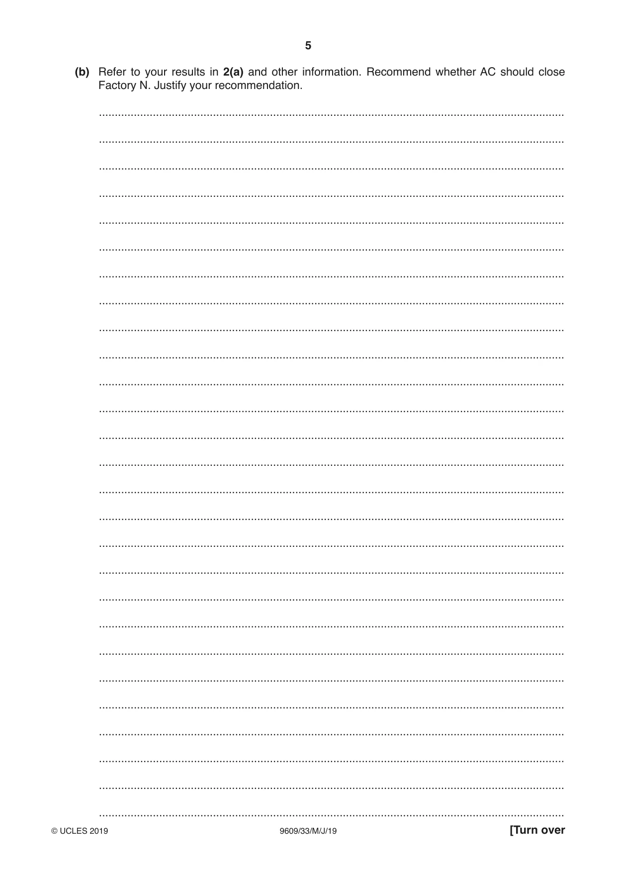 Cambridge A Level Business (for first examination in 2016) 9609 2019 May/June Paper 3 · Variant 3 question paper, page 5 of 20