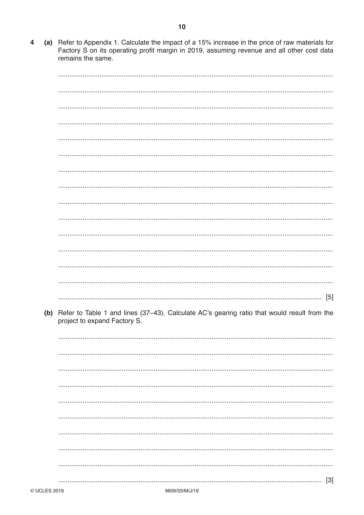 Cambridge A Level Business (for first examination in 2016) 9609 2019 May/June Paper 3 · Variant 3 question paper, page 10 of 20