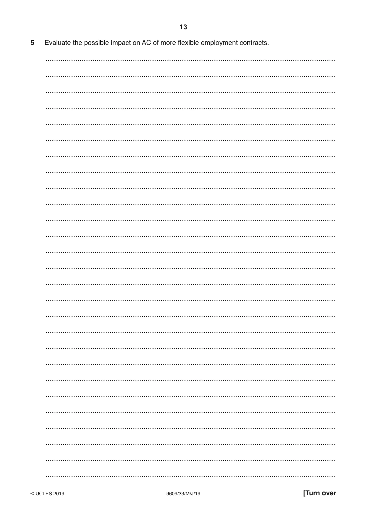 Cambridge A Level Business (for first examination in 2016) 9609 2019 May/June Paper 3 · Variant 3 question paper, page 13 of 20