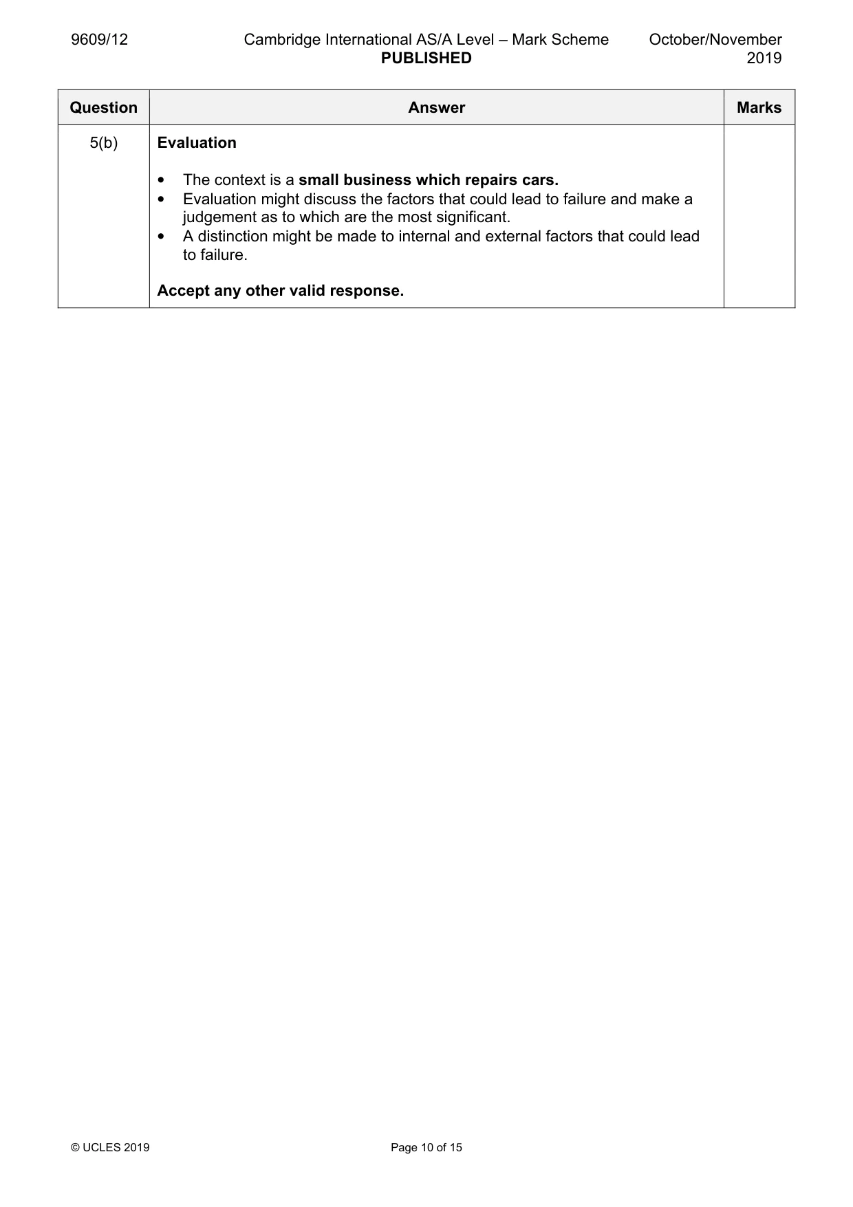Mark scheme, page 10 of 15