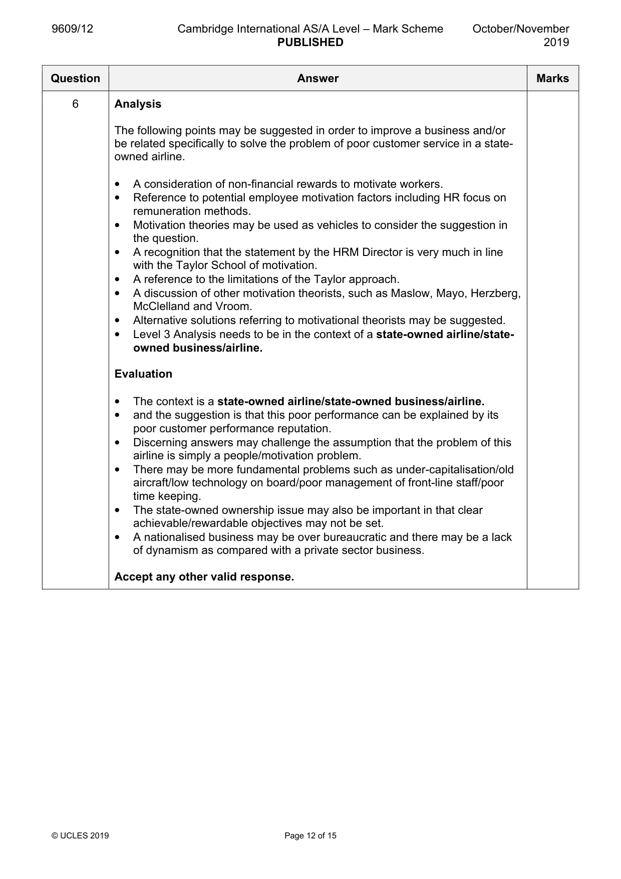 Mark scheme, page 12 of 15