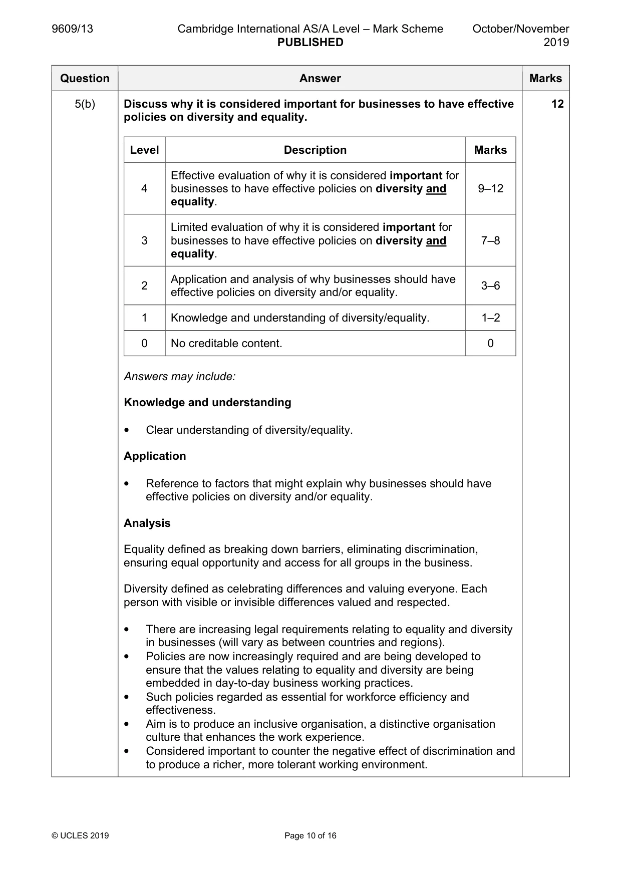 Mark scheme, page 10 of 16
