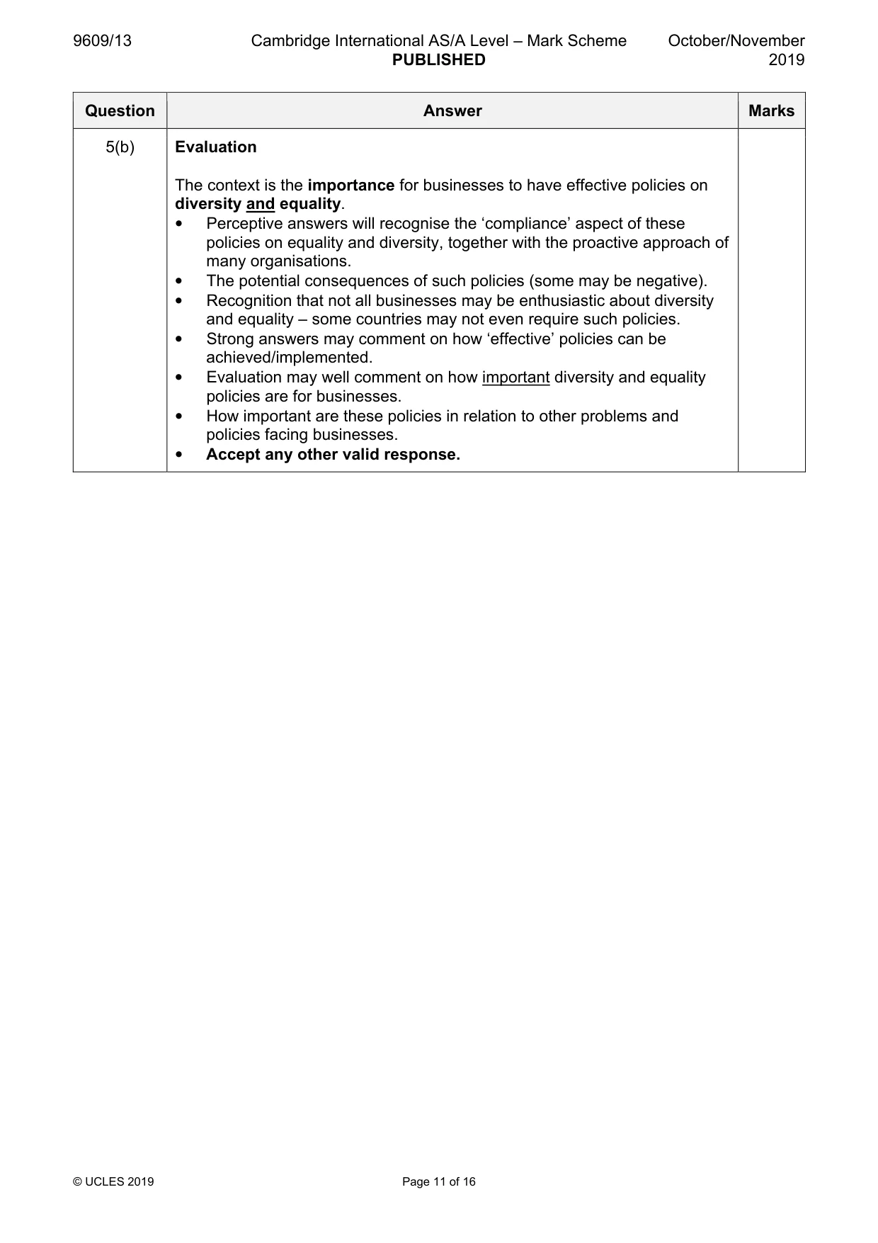 Mark scheme, page 11 of 16