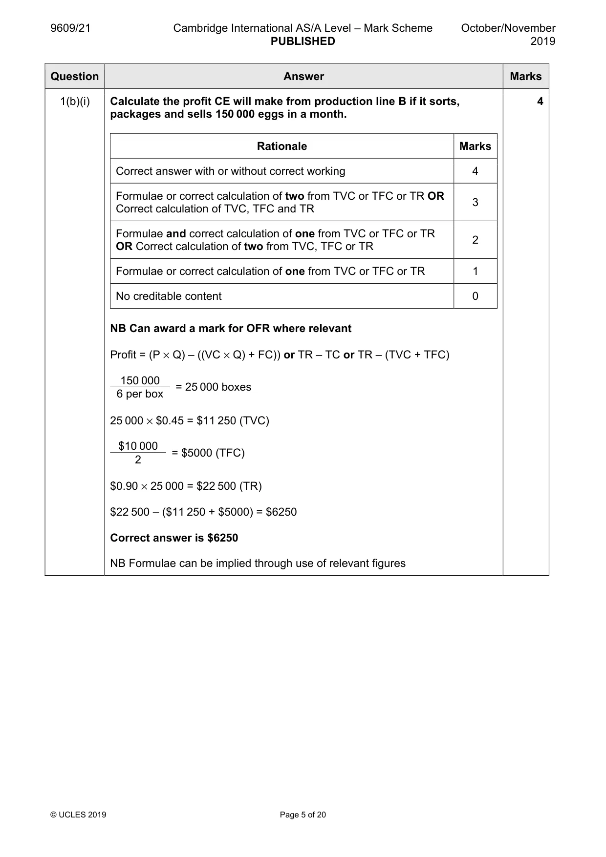 Mark scheme, page 5 of 20