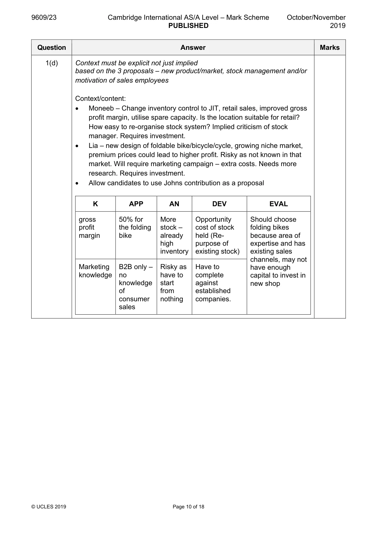 Mark scheme, page 10 of 18
