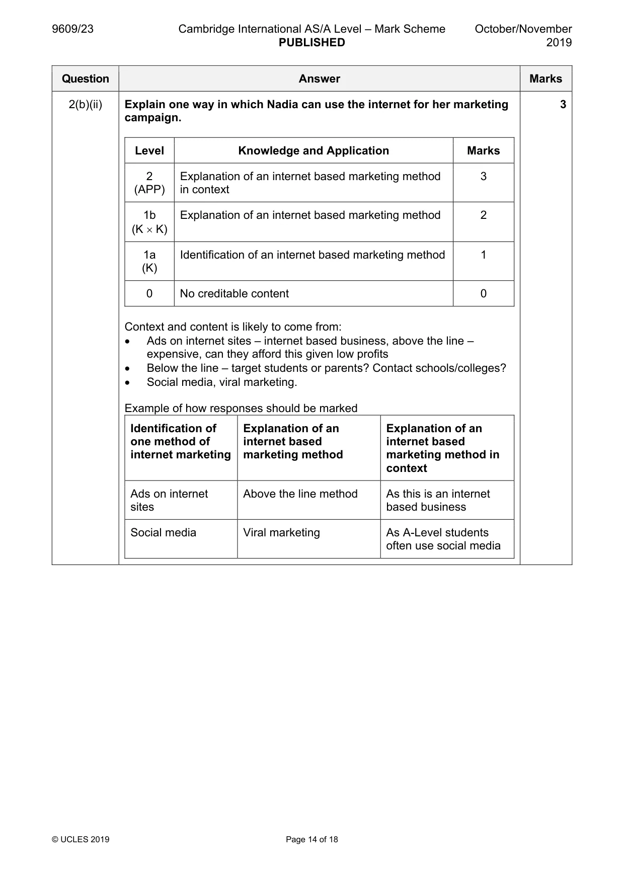 Mark scheme, page 14 of 18