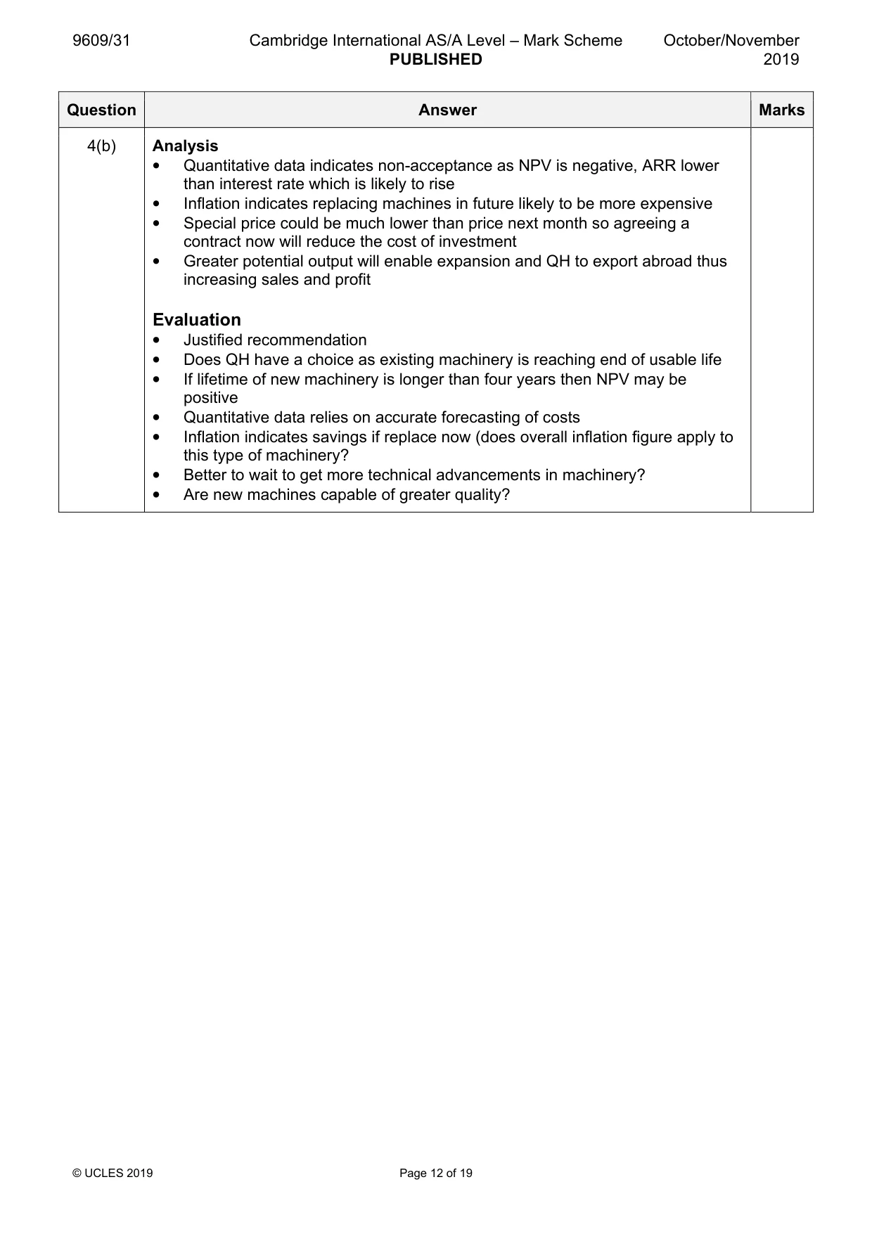 Mark scheme, page 12 of 19