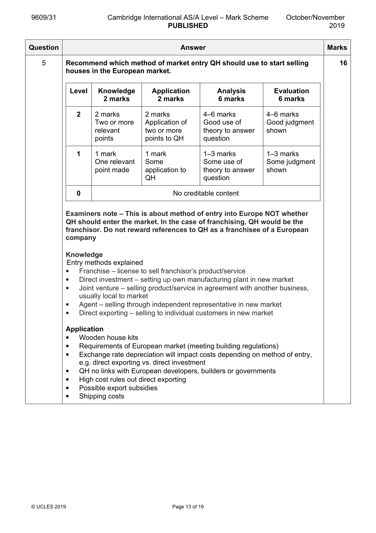 Mark scheme, page 13 of 19