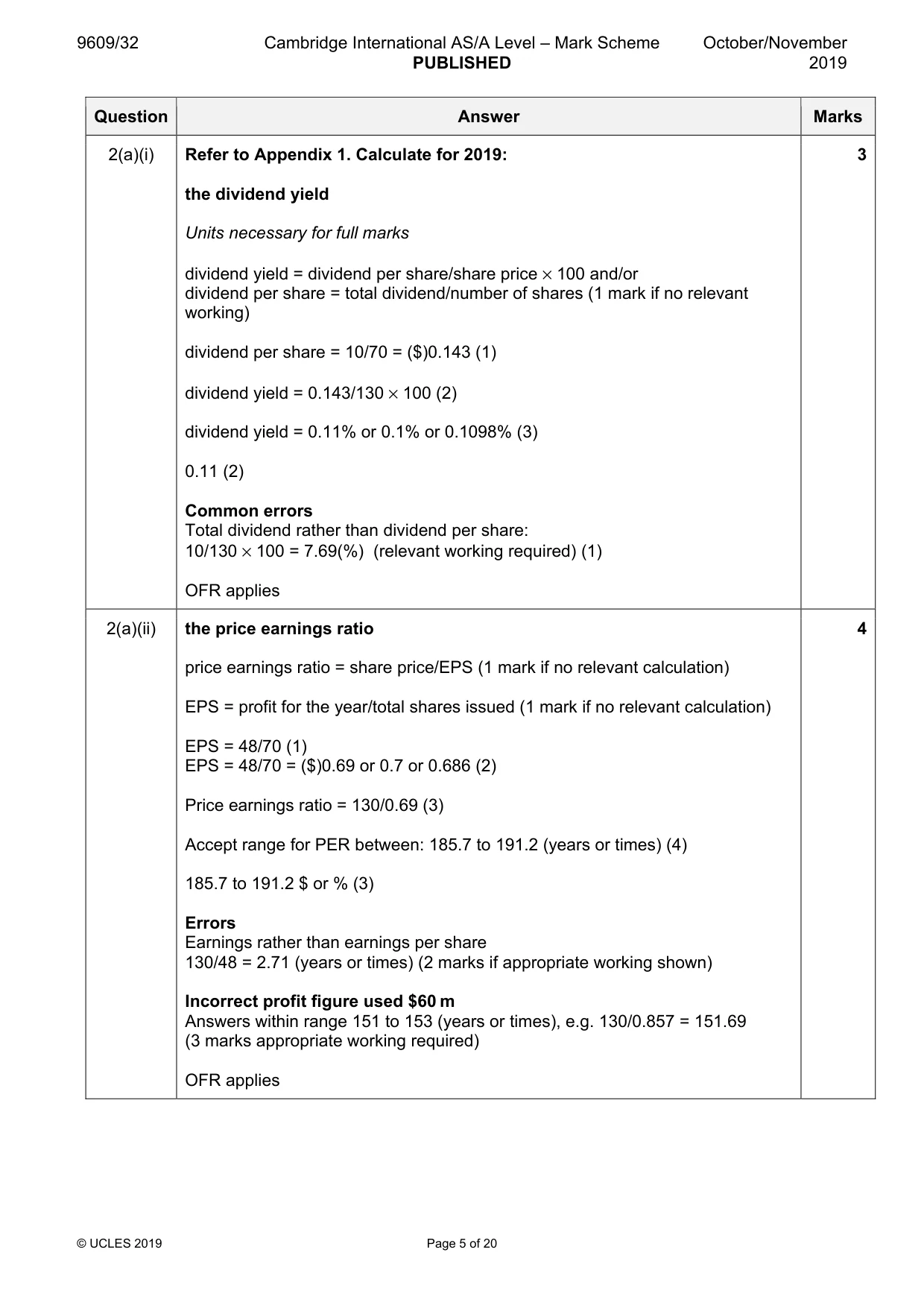 Mark scheme, page 5 of 20